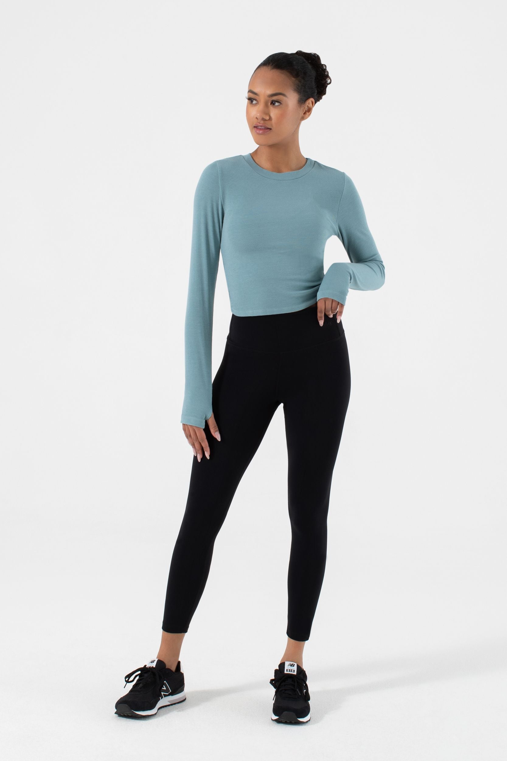 NUX Active Women's Acacia Twist Back Long Sleeve Shirt - Dark Turquoise Blue | Yoga, Workout & Casual Wear | Moisture-Wicking & Comfortable for Gym, Running & Everyday Use