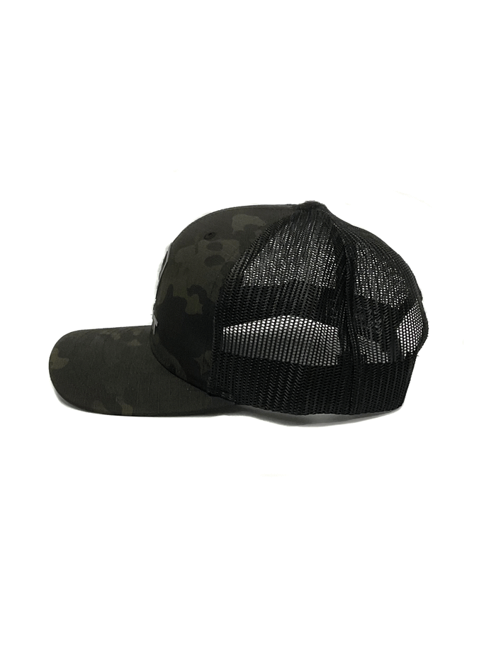 Ariat A300017101 R112 Snap Back Rubber Logo Cap Black Camo - Adjustable Baseball Hat for Men & Women - Perfect for Outdoor Activities, Sports & Casual Wear