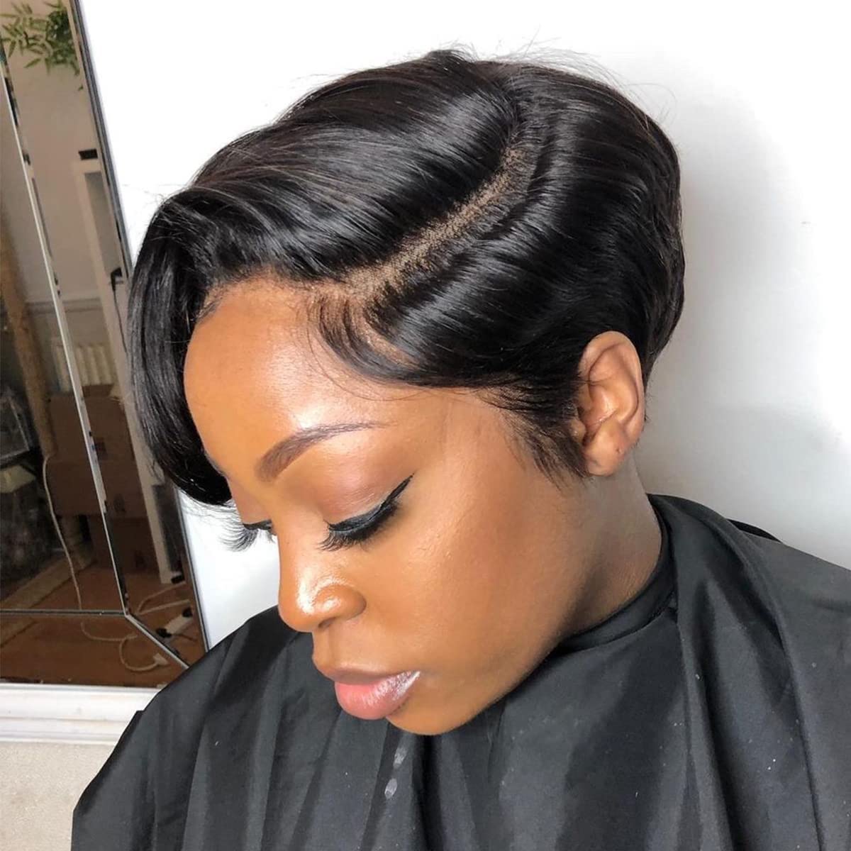SUPERNOVA Human Hair Pixie Cut Bob Wigs for Black Women - 13x4x1 Lace Front Wig with T-Part & Side Part, Glueless Pre-Plucked Straight Short Bob Wig (6 Inch) - Perfect for Daily Wear, Cosplay, and Special Occasions