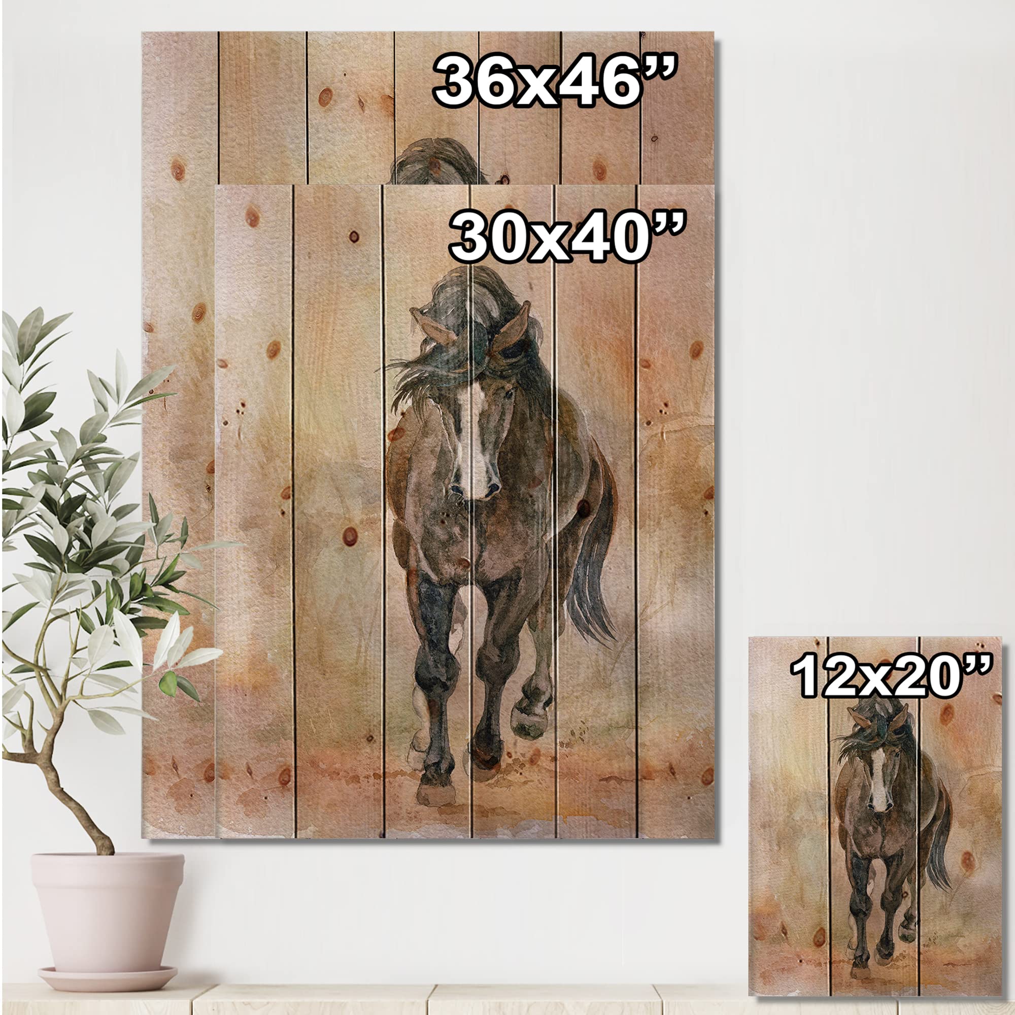 Beautiful Chestnut Horse Portrait - Farmhouse Wood Wall Decor, Brown Wood Wall Art, Large Animal Wood Panels Printed on Natural Pine - Perfect for Living Room, Bedroom, or Country Home Decor