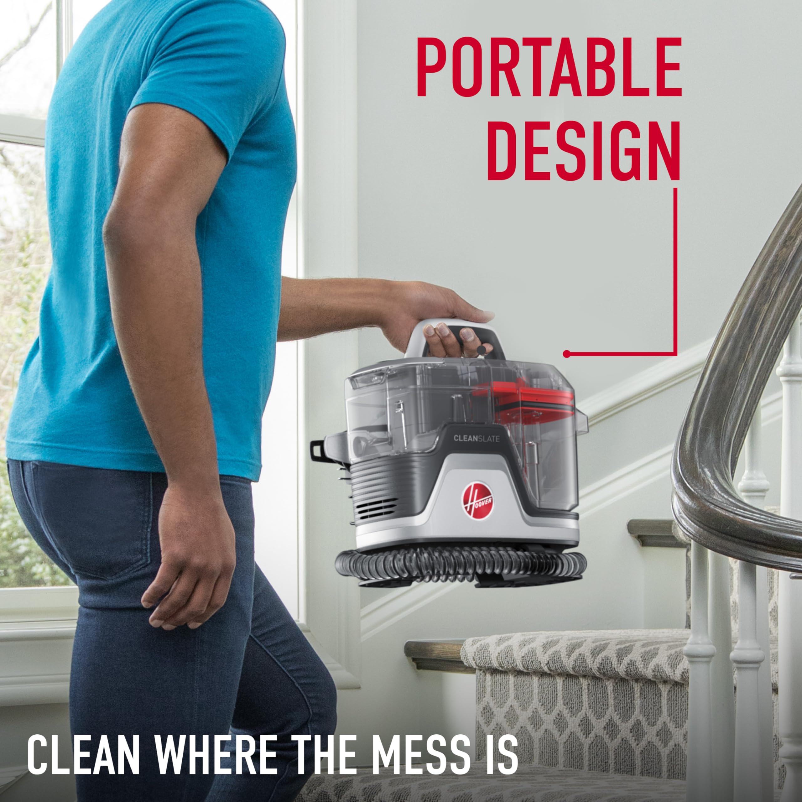 Hoover CleanSlate Plus Portable Carpet & Upholstery Spot Cleaner with Oxy Premixed Solution - FH14050 Carpet Stain Remover & AH30941 Odor Neutralizer for Home, Pet Accidents, and Sofa Cleaning