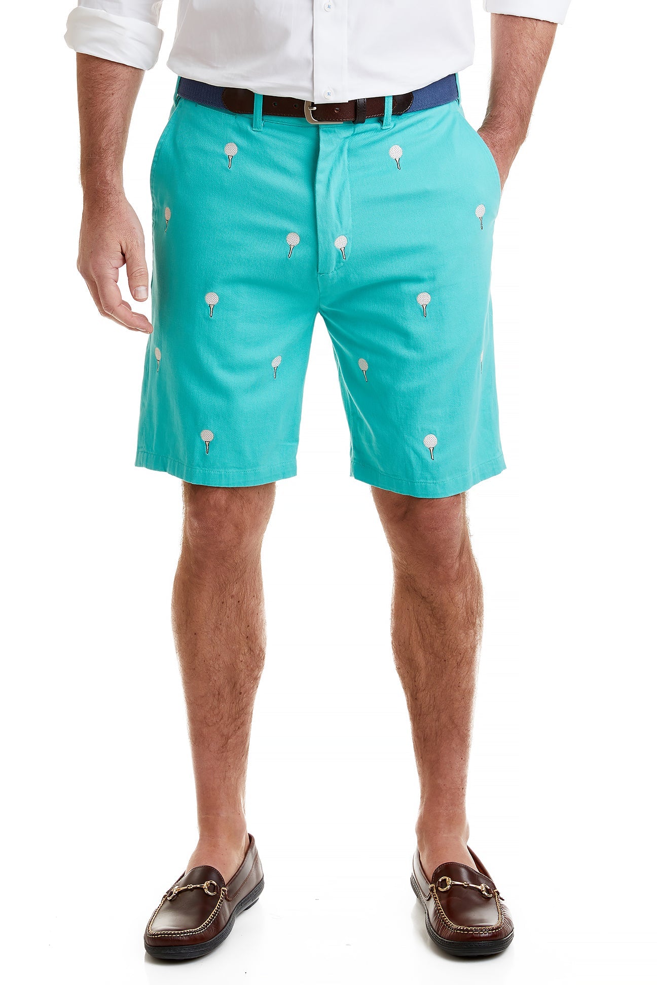 Cisco Short Stretch Twill Aquatic Green Polo Shirt with Golf Ball & Tee - Perfect for Golf Outings & Casual Wear