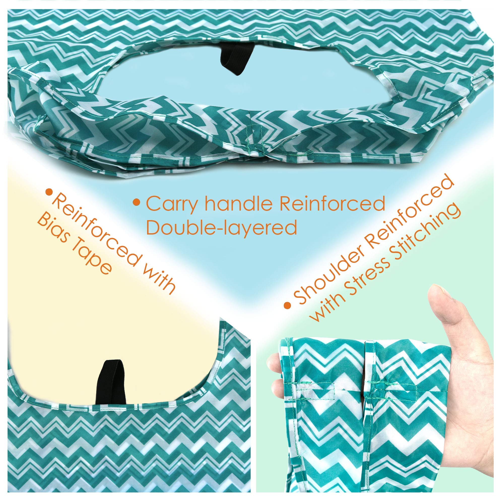 BeeGreen Reusable Grocery Bags - 12 Pack Large Washable Foldable Tote with Zipper Storage Pouch & Clear Stadium Bag, Front Pocket & Adjustable Shoulder Straps | Eco-Friendly Shopping, Travel & Sports Events