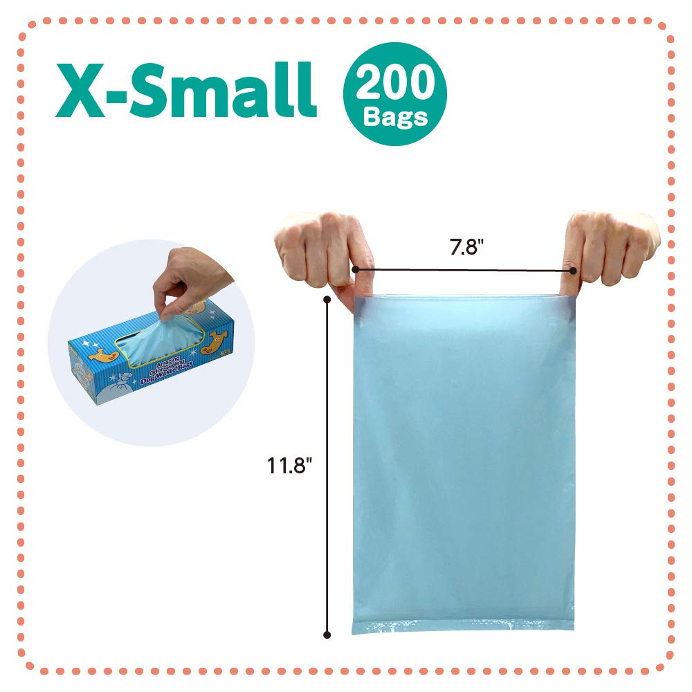 Eco-Friendly Unscented Dog Waste Bags - Durable Leak-Proof Poop Bags for Small Dogs (200 Count, Light Blue) | Perfect for Daily Walks, Park Visits & Travel