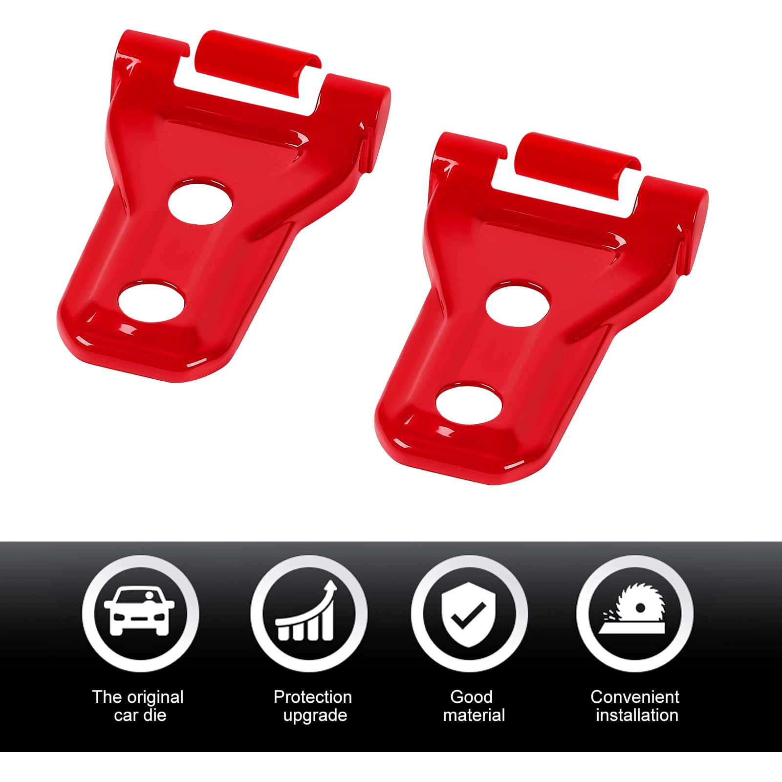 Hoolcar Red Engine Hood Hinge Cover for 2018-2021 Jeep Wrangler JL JLU & Gladiator JT - Exterior Decoration Accessories | Off-Road Upgrade & Customization