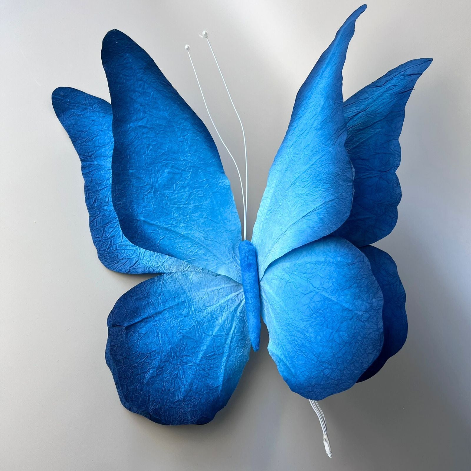 Blue Giant Butterfly Paper Cutouts - 40cm Large Decorative Butterflies for Wall Art, Party Decorations, and DIY Craft Projects