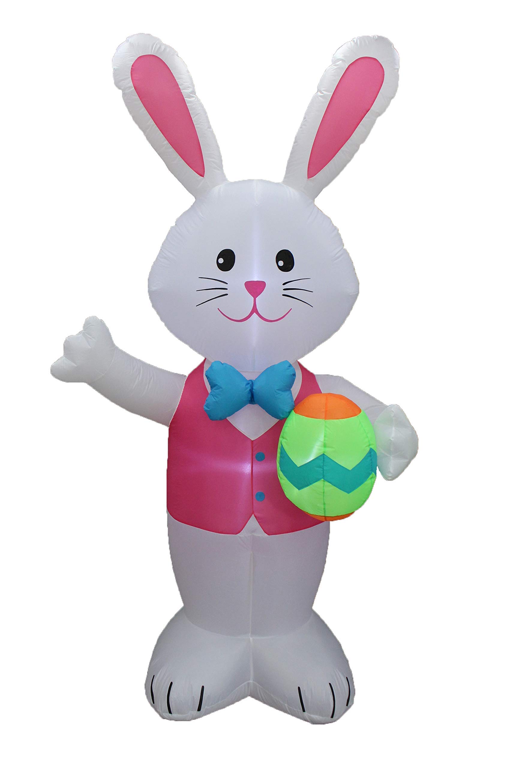 Giant 8ft Inflatable Easter Bunny with Egg & 6ft Birthday Cake Decorations Set - Perfect for Easter Celebrations, Birthday Parties, and Outdoor Festive Events