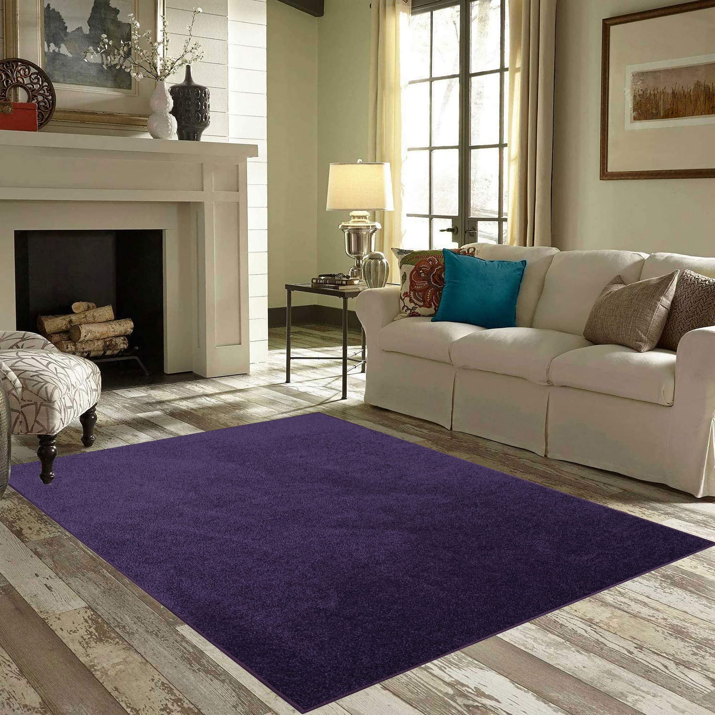 Ambiant Saturn Collection Pet Friendly Area Rugs - 66'' x 132'' Half Round Indoor Stain Resistant Rug in Purple | Perfect for Living Room, Bedroom, Entryway & Doorway | Pet & Kid Safe Non-Slip Carpet | Wedding Gift & Home Decor Idea