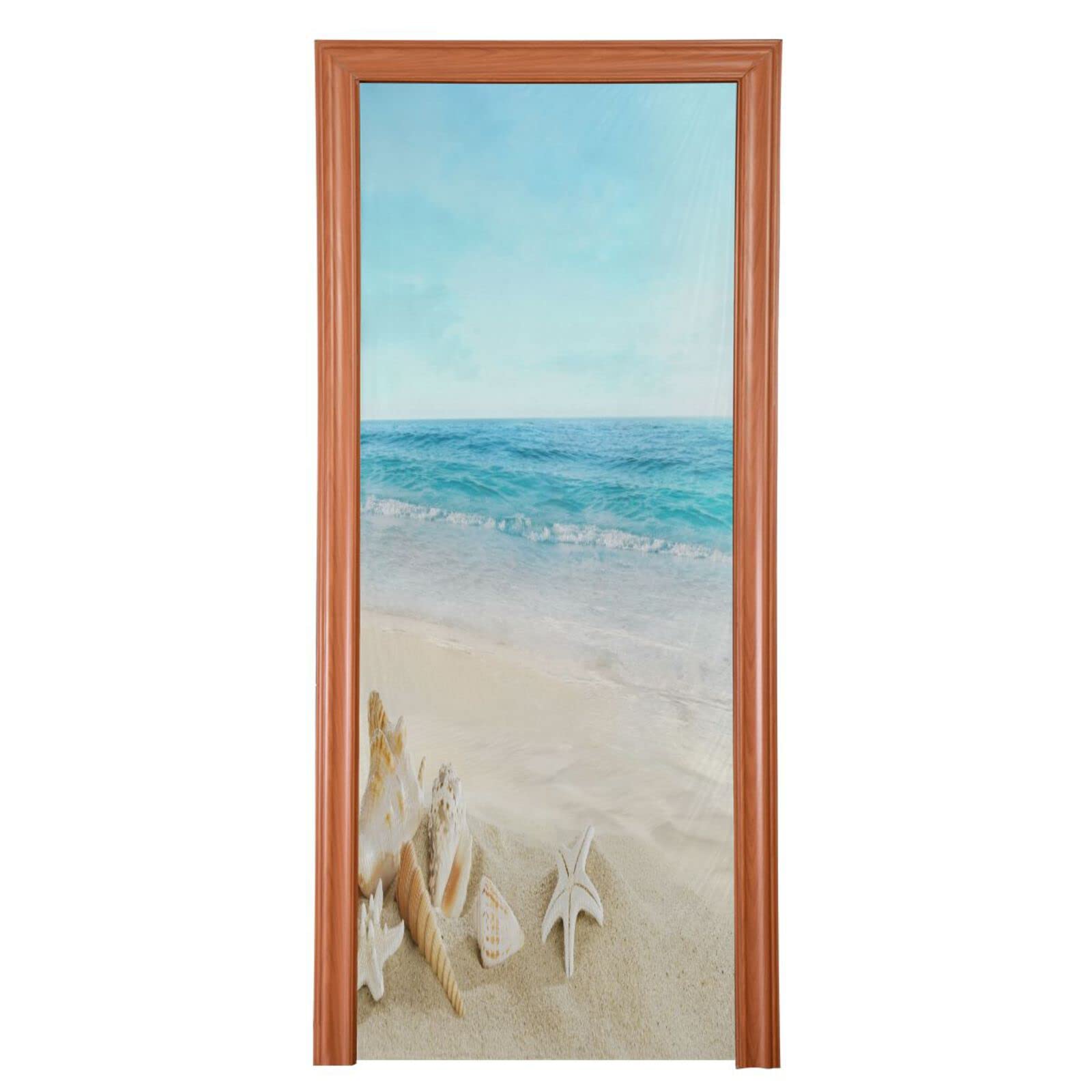 Xigua High Elastic Fabric Summer Beach Door Cover - 32x79 Inch Decorative Front Door & Indoor Home Decor for Beach House, Vacation Rental, or Coastal Theme Rooms
