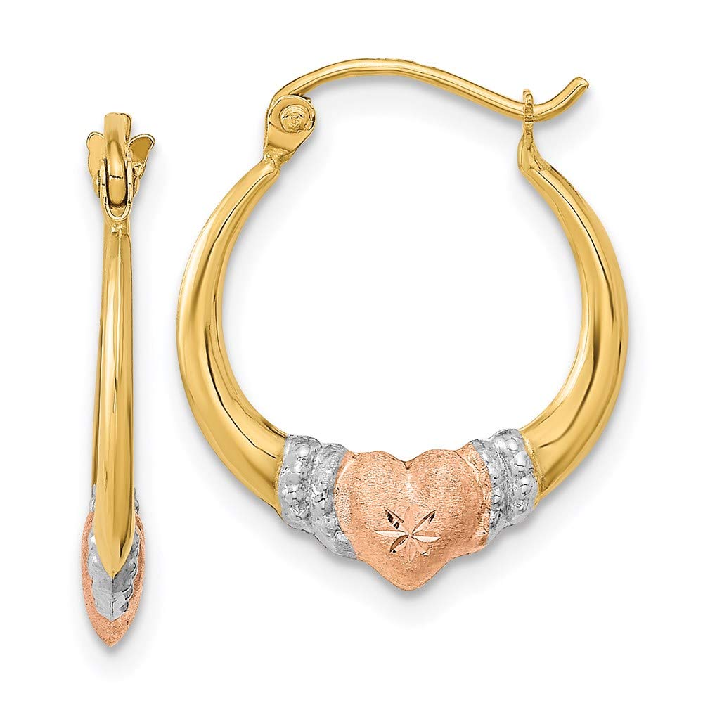14K Two-Tone Gold Hoop Earrings for Women - Diamond-Cut 19.89mm (16.91g) - Perfect for Everyday Wear, Parties & Special Occasions