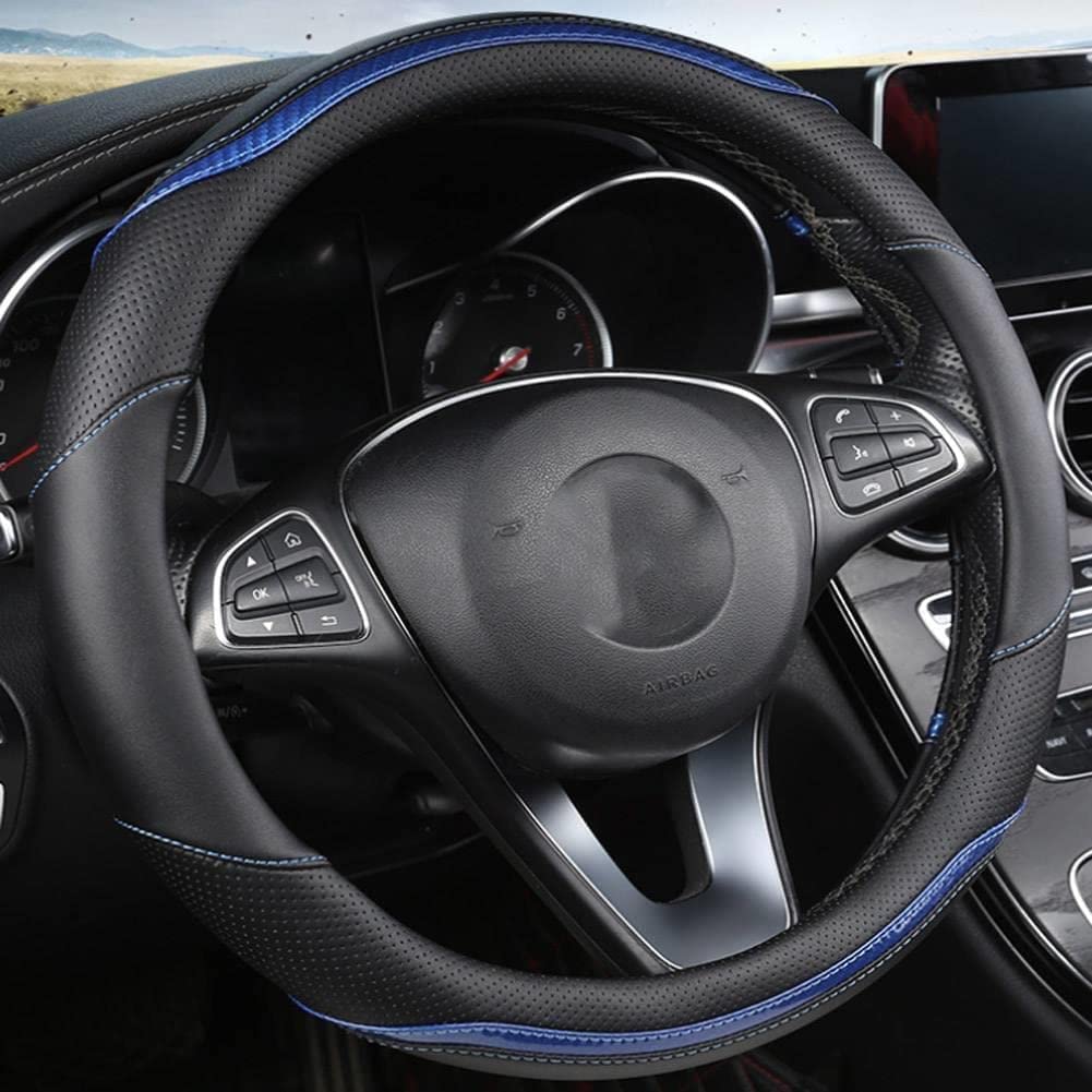 Viinice 15 Inch Universal Microfiber Leather Steering Wheel Cover - Black, Breathable, Anti-Slip, Odorless for Cars, Trucks & SUVs - Perfect for Commuting, Road Trips & Daily Driving