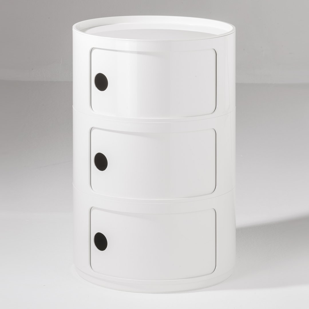 Componibili Round Large Stackable Storage Tower - Organizer for Bedroom, Living Room & Office - Modern Modular Furniture for Home Decor
