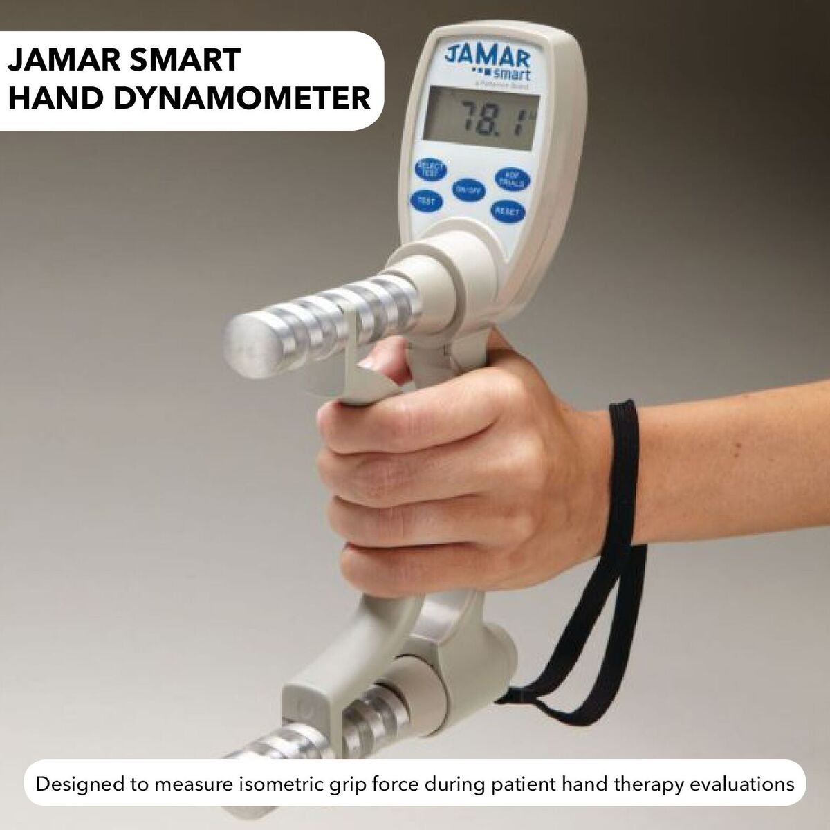 Jamar Smart Hand Dynamometer - Digital Lightweight Grip Strength Tester with Wireless Mobile App | Max Force Measurement for Physical Therapy, Rehabilitation & Fitness Training