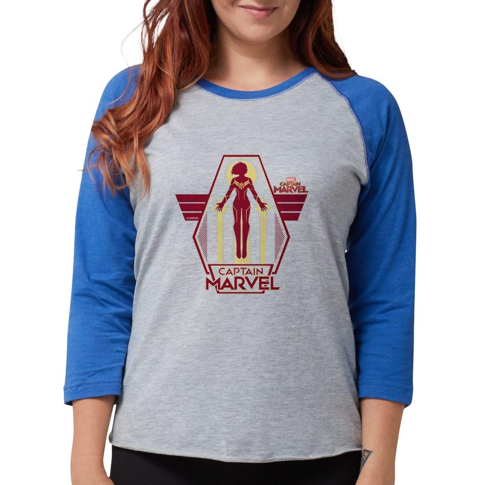 Captain Marvel Women's Baseball Tee - Soft Vintage Style Graphic T-Shirt for Superhero Fans | Perfect for Cosplay, Comic Con & Casual Wear