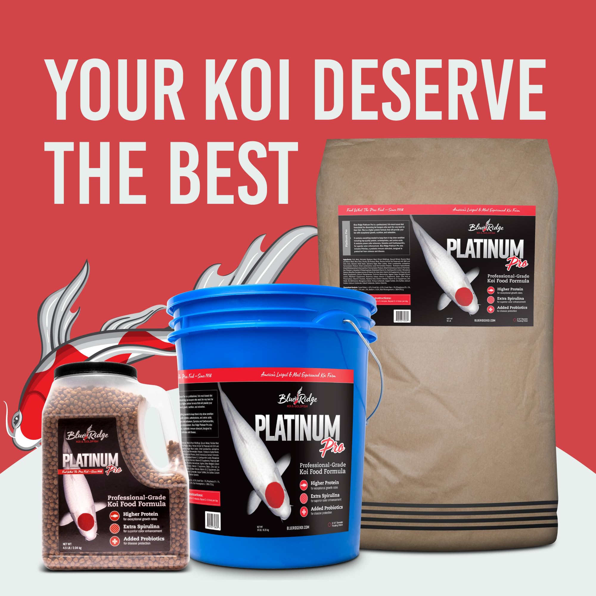 Premium Koi Fish Food 4.5lb - Floating Pellets for Ponds & Goldfish | Outdoor Pond Feeding
