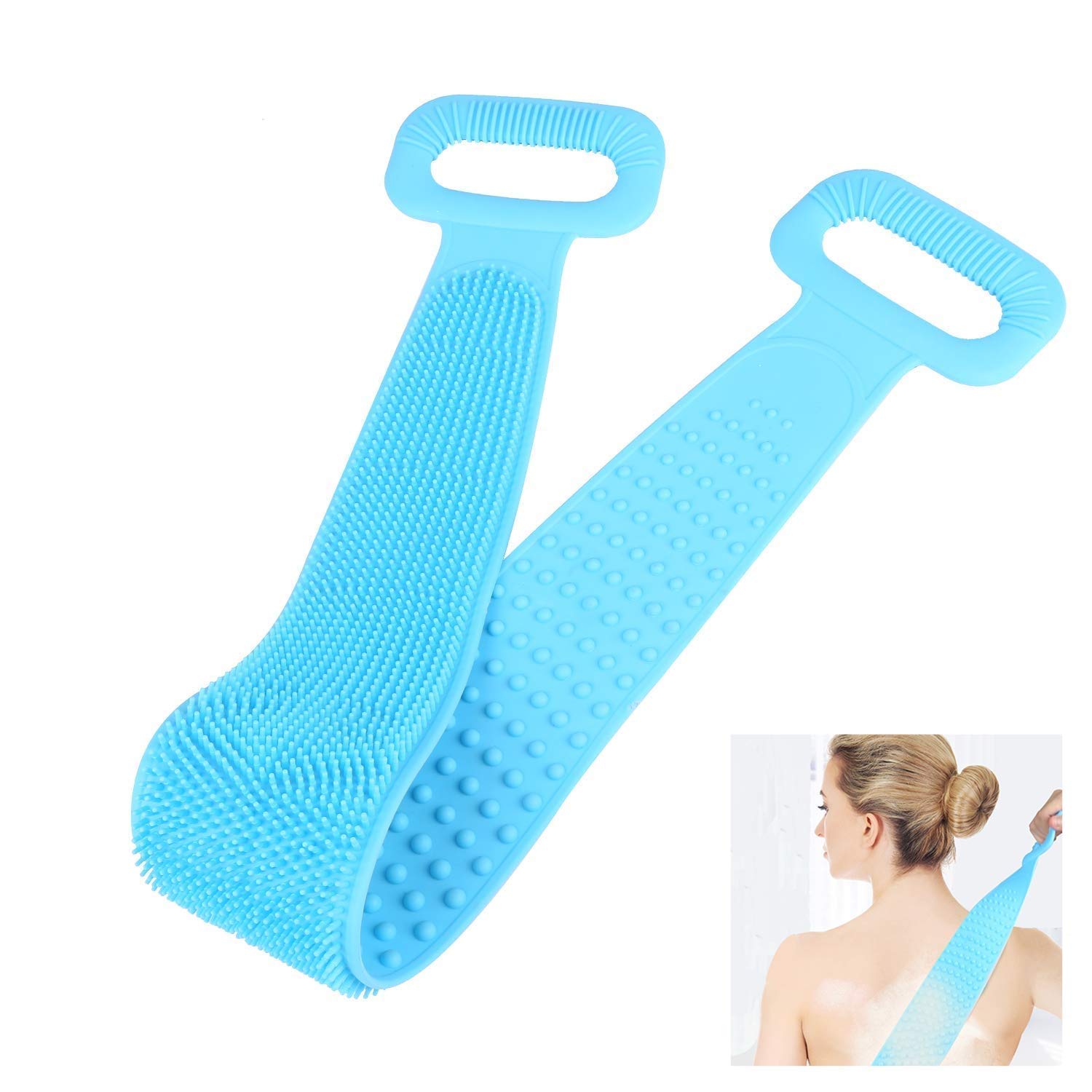 PRAGAT VIEW Silicone Body Scrubber - Exfoliating Back Brush for Dead Skin Removal - Dual Sided Shower Scrubber for Men & Women - Easy to Clean & Lathers Well - Multicolor Bath Accessory for Spa, Shower & Exfoliation Routine