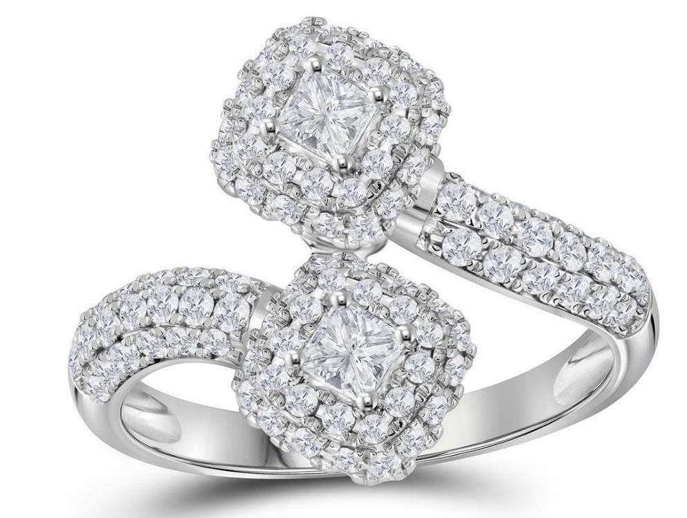 14Kt White Gold Diamond 2 Stone Women's Bridal Engagement Ring - 1/2 Cttw, Perfect for Proposals, Anniversaries & Special Occasions