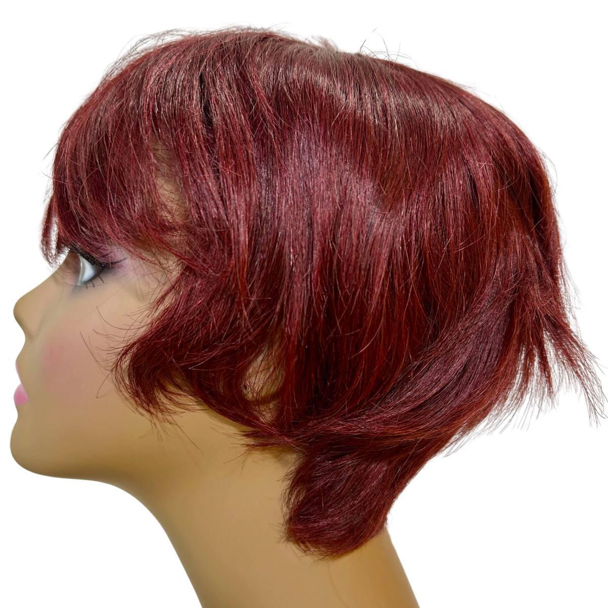 Burgundy Short 100% Human Hair Pixie Wig for Women - Natural Looking Synthetic Lace Front Wig - Perfect for Cosplay, Daily Wear & Costume Parties
