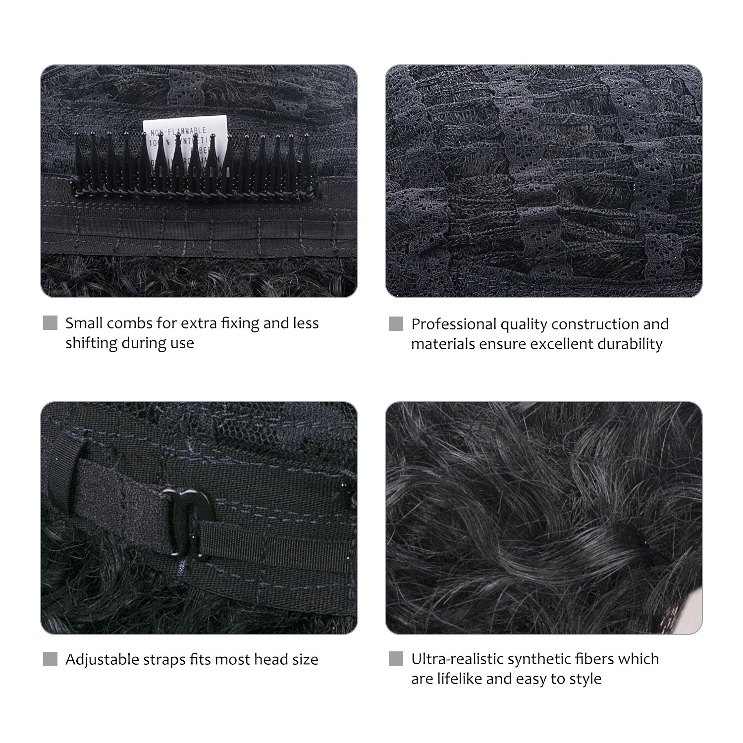 Tirrinia Synthetic Kinky Curly Half Wig - Short Afro Wigs for Black Women | Heat Resistant Daily Wear Wig in Jet Black | Perfect for Cosplay, Daily Styling & Protective Hairstyles