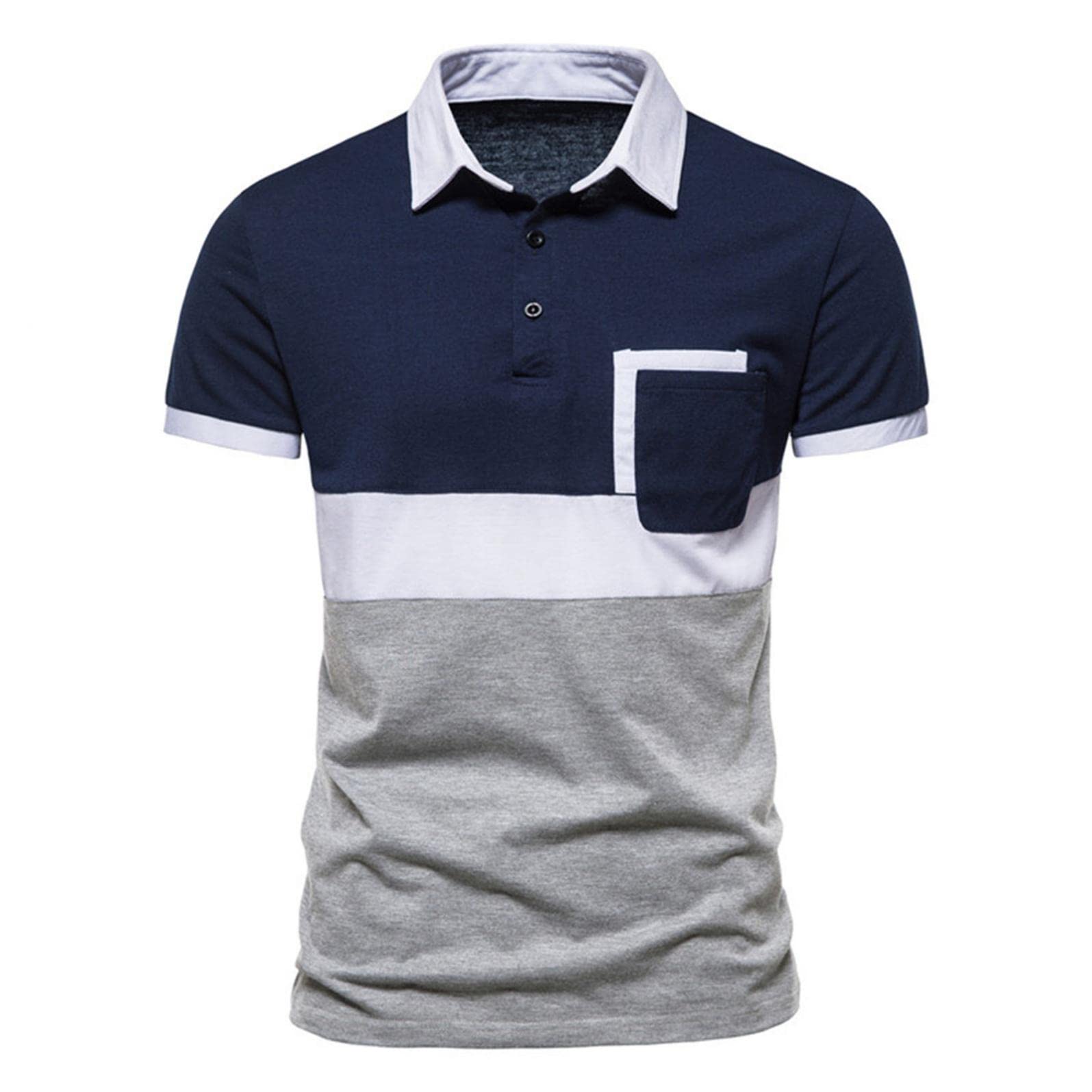 TOWMUS Men's Slim Fit Polo Shirt - Breathable Short Sleeve Golf & Tennis Shirt with Lapel Design - Casual Patchwork Tee for Sports, Work & Everyday Wear