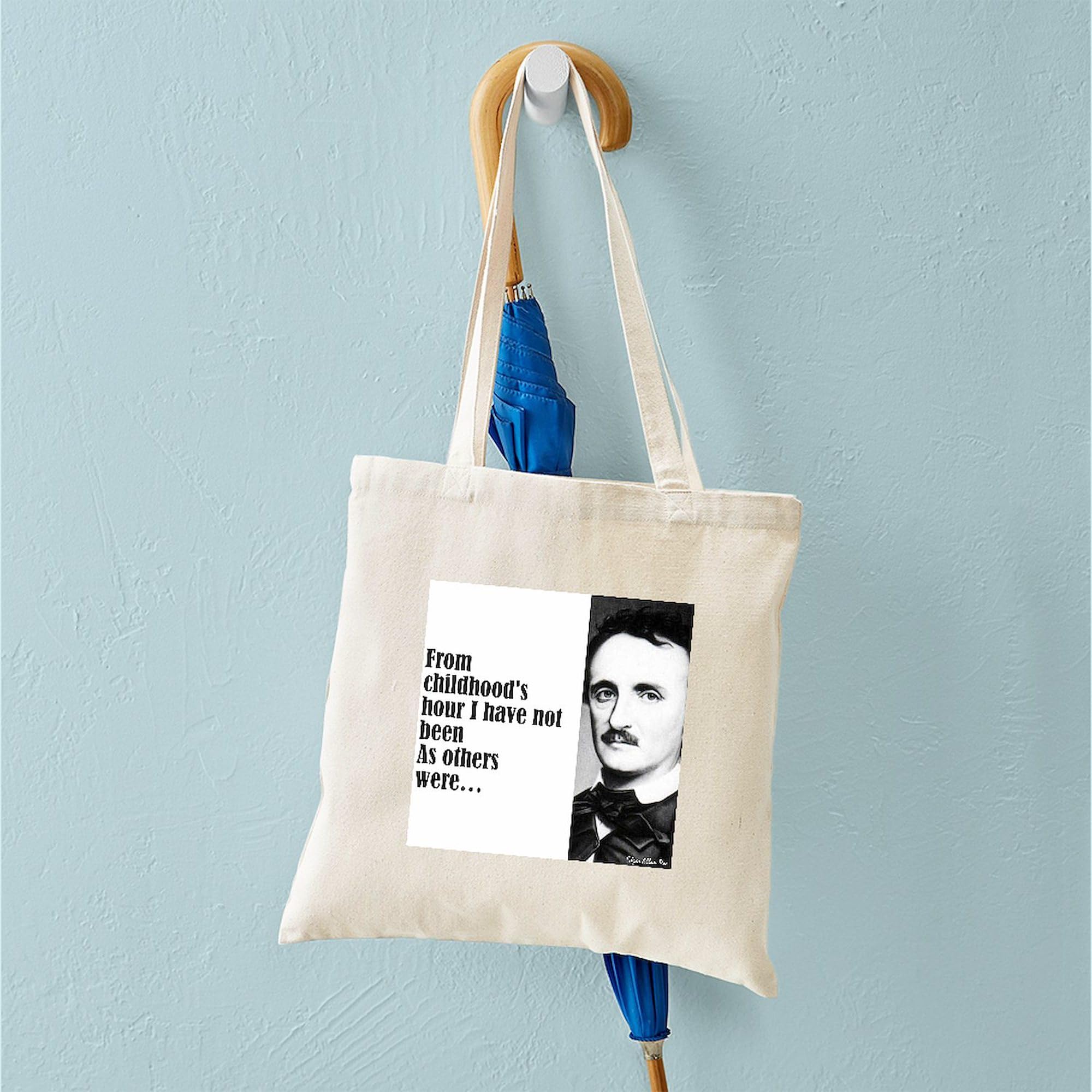 Poe Childhood's Hour Tote Bag - Natural Canvas Reusable Shopping Bag for Books, Groceries & Beach Essentials | Eco-Friendly Literary Gift for Book Lovers