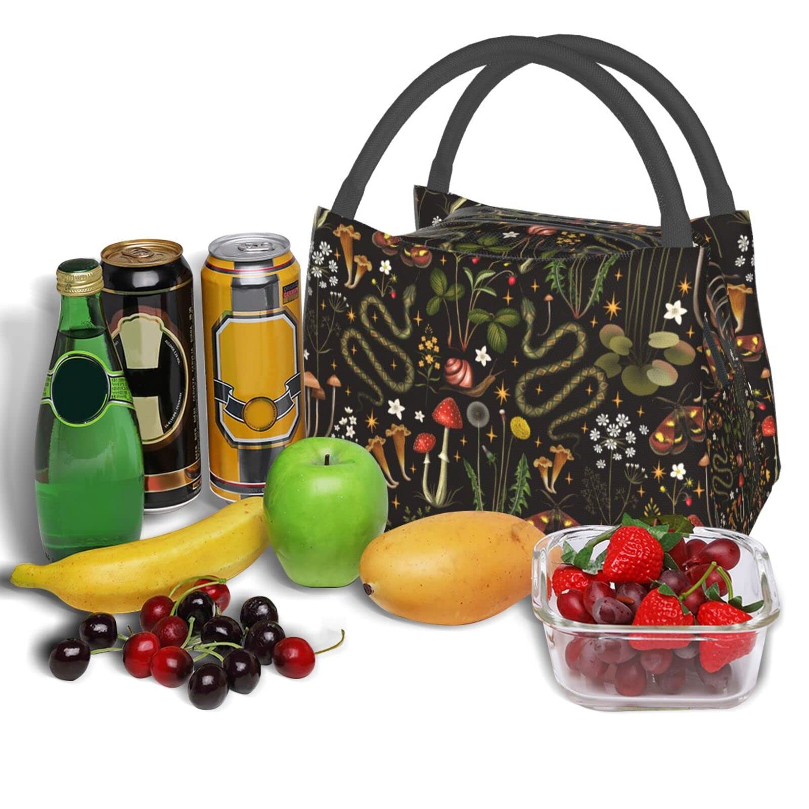 FREEHOTU Insulated Lunch Bags - Reusable Cooler Tote for Work, Picnics & Travel | Forest Animals Mushroom Design | Meal Prep Bag for Women & Men | Perfect for Office, School, Hiking & Outdoor Adventures