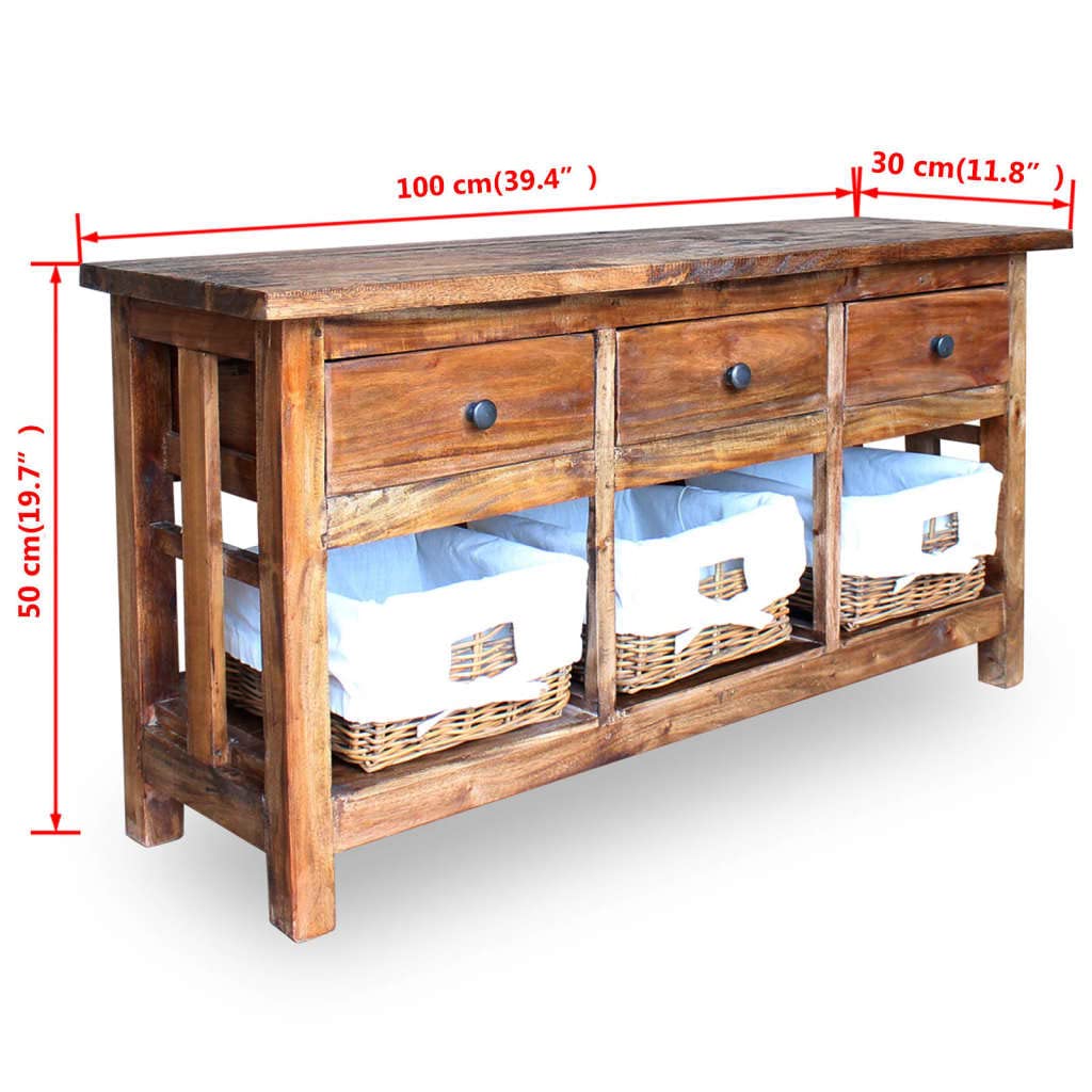 Solid Reclaimed Wood Sideboard Buffet Cabinet - 39.4
