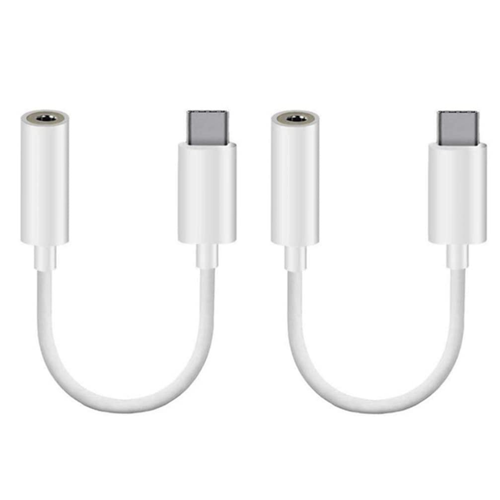 ARTIBETTER 2-Pack USB-C to 3.5mm Headphone Jack Adapter - Type C Aux Audio Dongle Converter for iPhone, Android, Laptop, Speaker - White USB-A Cable - Perfect for Travel, Gym & Home Entertainment