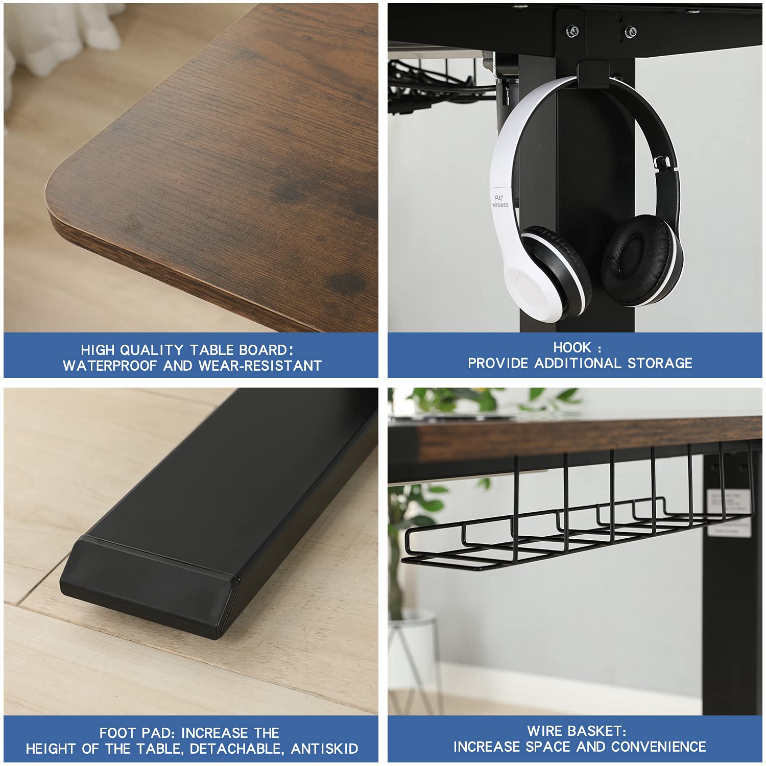 Bilbil Electric Height Adjustable Standing Desk - 48 x 24 Inches Stand Up Desk with Dual Splice Boards, Heavy Duty Double-Beam Frame, 4 Memory Presets - Perfect for Home Office, Gaming & Workspace Ergonomics