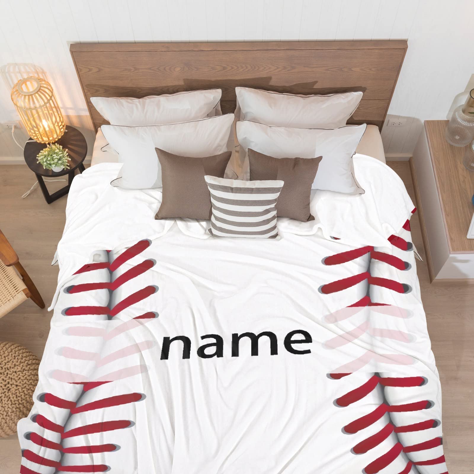 Custom Monogram Baseball Texture Blanket for Babies, Toddlers, Adults - Personalized 90