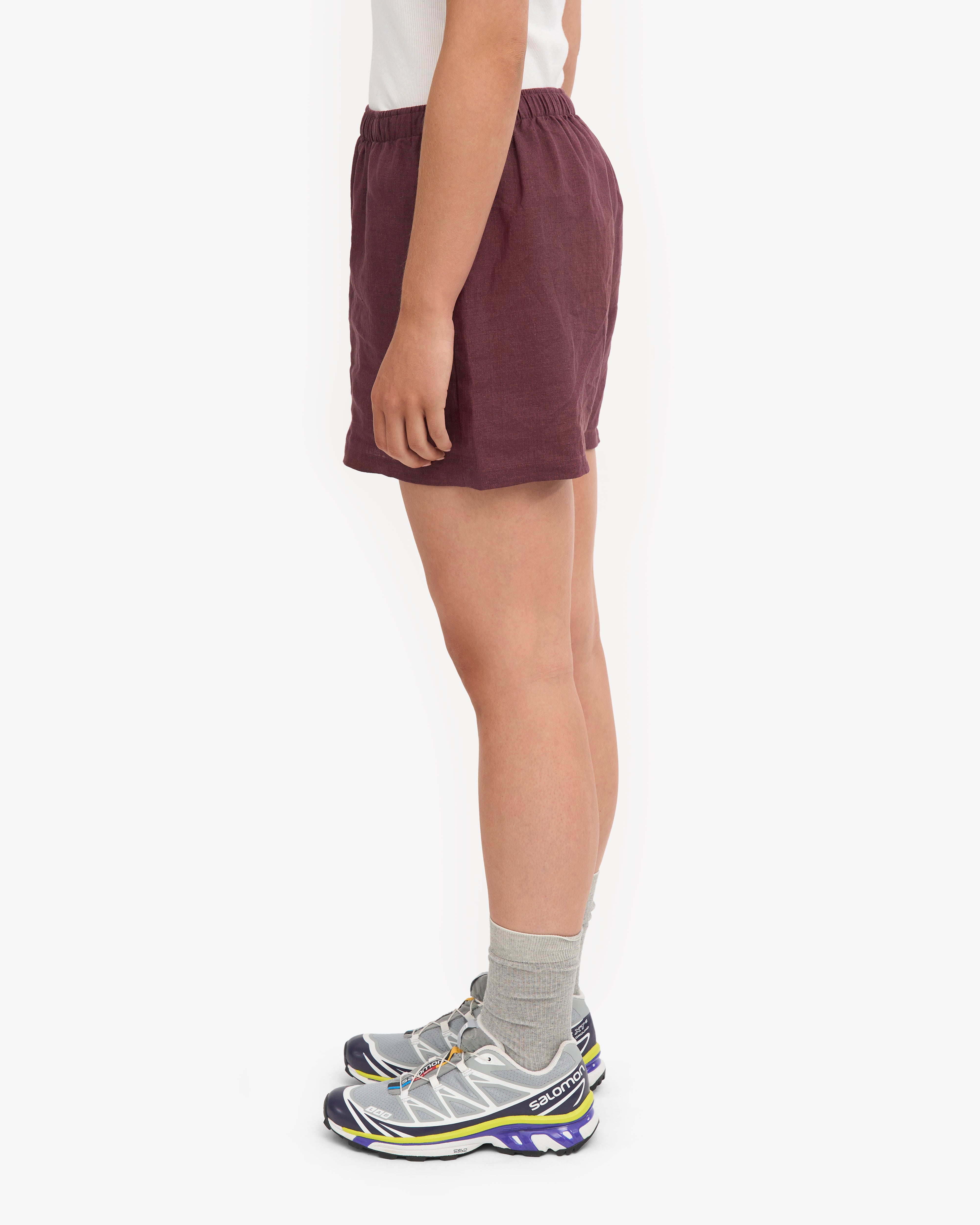 Stylish Linen Shorts for Women - Oxblood Red | Comfortable & Breathable Summer Shorts for Casual Wear, Beach, and Travel