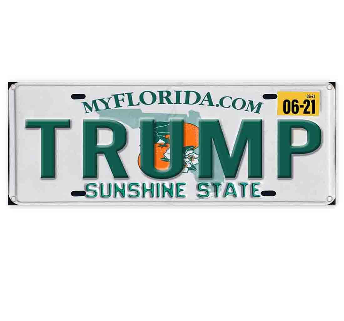 TRUMP FL License Plate Banner 13 oz - Heavy-Duty Vinyl Single-Sided with Metal Grommets | Non-Fabric | Perfect for Car Bumpers, Tailgates & Political Events