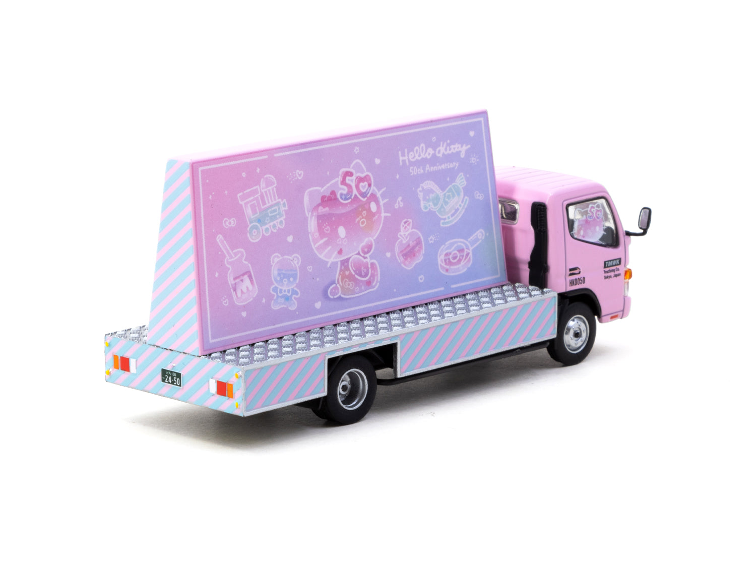 Tarmac Works 1/64 Scale Mitsubishi Fuso Canter Hello Kitty Diecast Model Truck - Collectible Miniature Vehicle for Display & Toy Car Enthusiasts | Perfect for Diecast Collections, Birthday Gifts & Kids Play