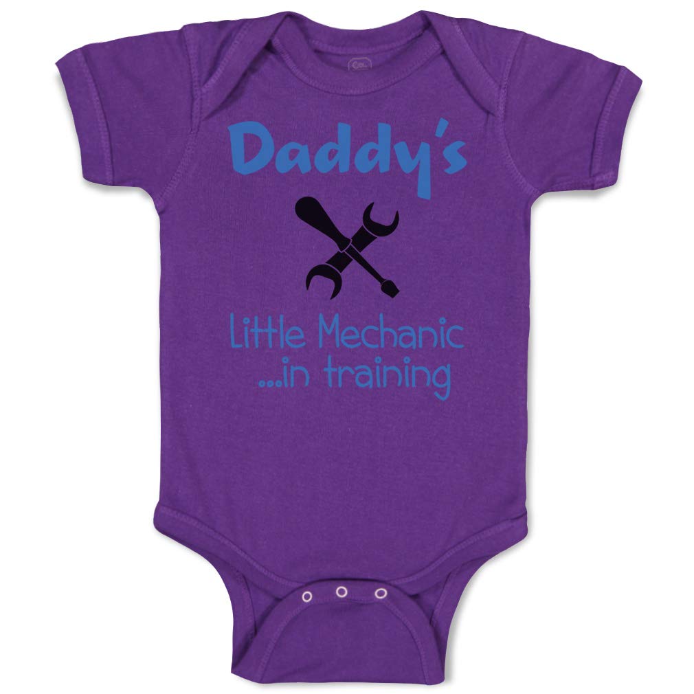 Daddy's Little Mechanic in Training Baby Bodysuit - Funny Cotton Purple Onesie for Newborn Boys & Girls | Perfect for Father's Day Gifts, Baby Showers & Family Photos