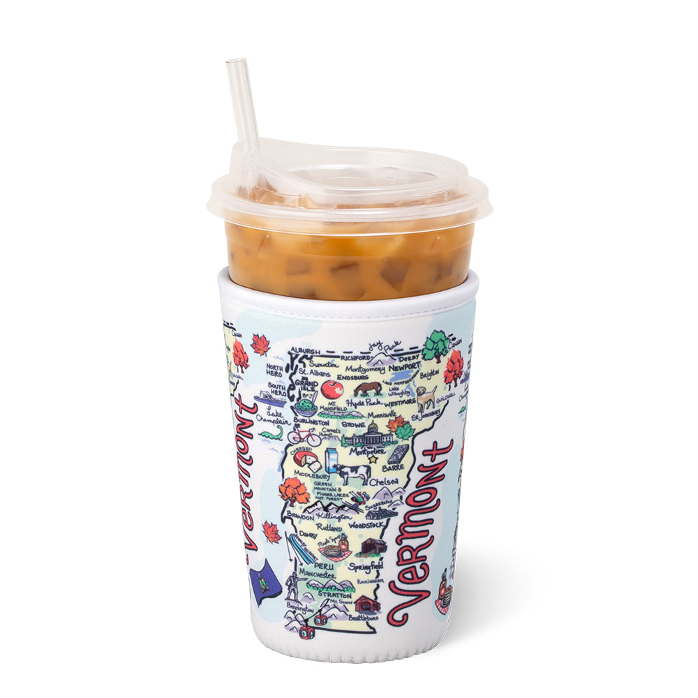 Vermont Medium Iced Coffee Cup Coolie - Insulated Sleeve for 16oz Cold Drinks | Perfect for Iced Coffee, Smoothies & Bubble Tea | Keep Beverages Cold at Work, Picnics & Road Trips