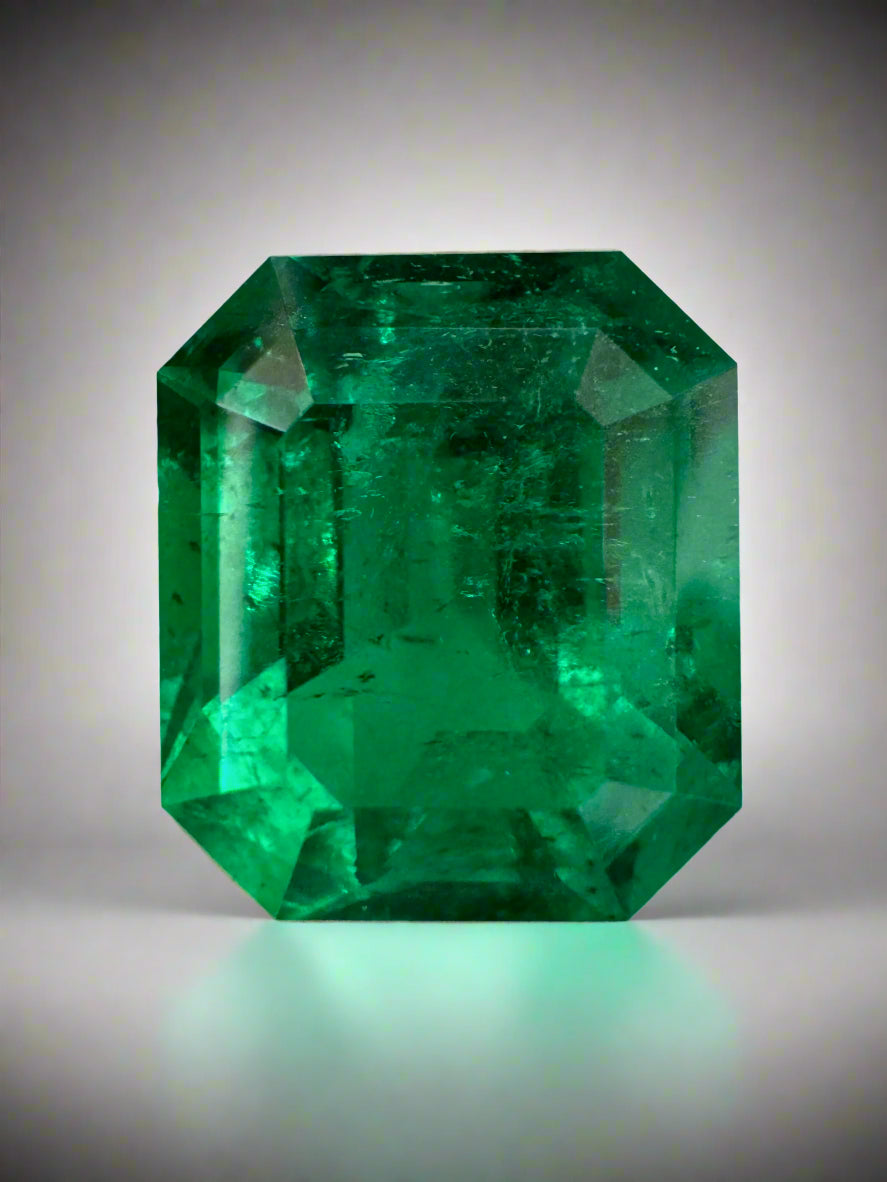 12.81 Carat GRS Certified Minor Oil Vivid Green Colombian Emerald Loose Gemstone for Jewelry Making, Engagement Rings & Luxury Collectibles