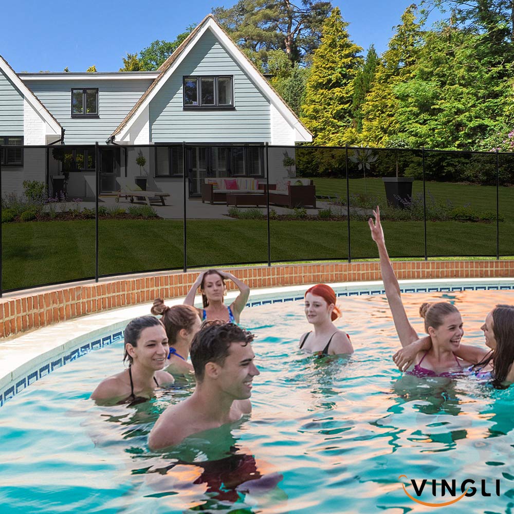 VINGLI 4Ft x 60Ft Black Safety Fence for In-Ground Swimming Pools - Heavy Duty Mesh Barrier for Child & Pet Protection - Perfect for Backyard, Garden, and Residential Pool Areas