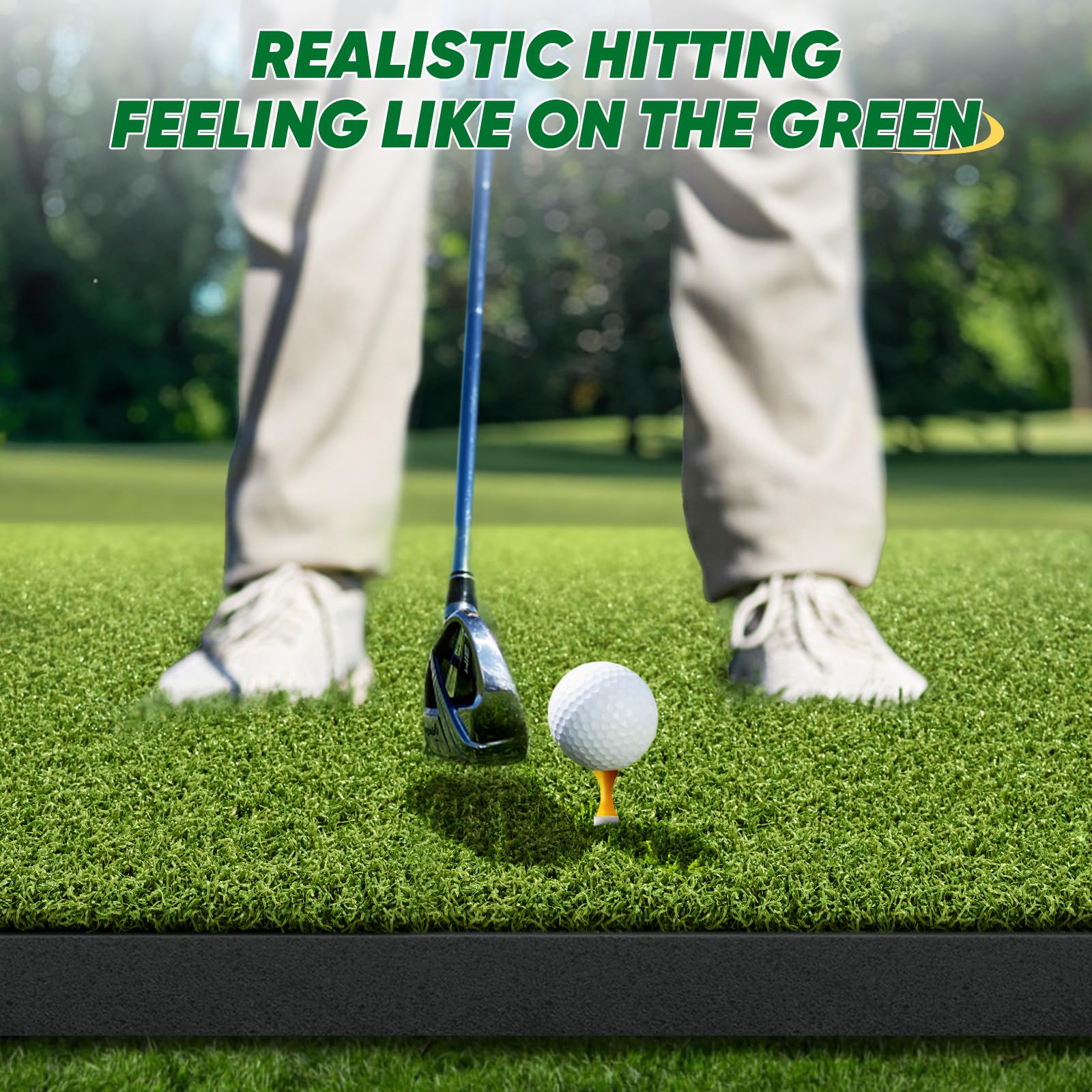 BestGolf 42MM Professional Golf Practice Mat - 5x4ft Premium PE Grass & Hot Pressed Turf for Indoor/Outdoor Use - Includes 9 Golf Balls & 9 Tees - Perfect for Backyard Training, Driving Range & Home Golf Practice