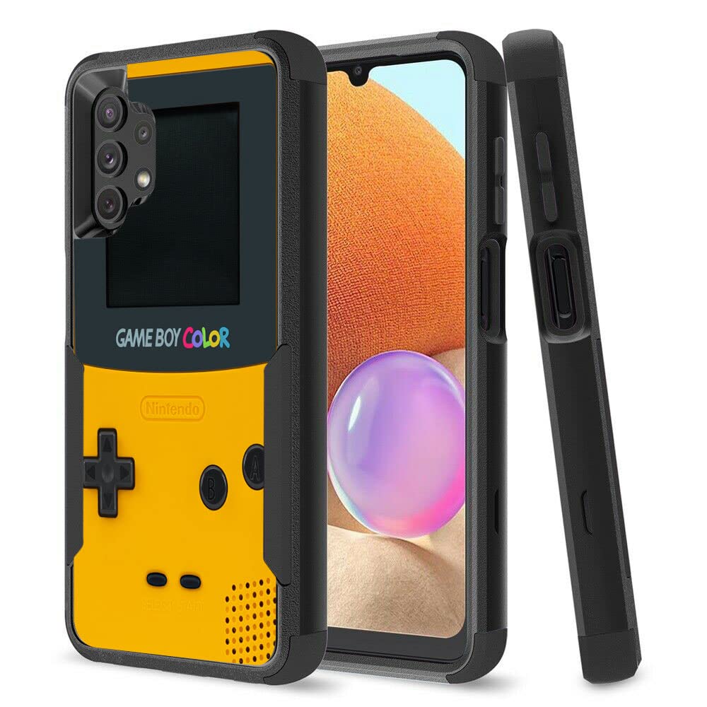 La Belle Case Yellow Gameboy Case for Samsung Galaxy A32 5G - Rugged Dual-Layer Hybrid Shockproof Protective Cover | Gaming & Outdoor Protection