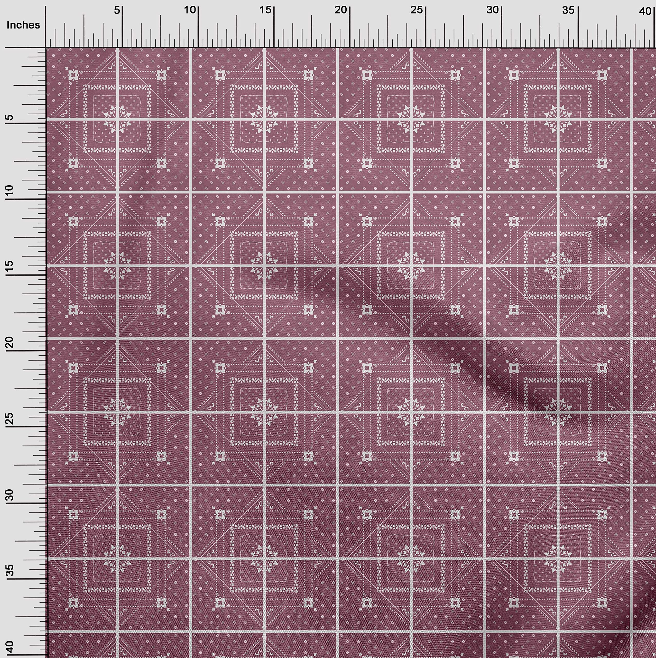 Premium Cotton Cambric Pink Diamond Print Fabric by The Yard - 42