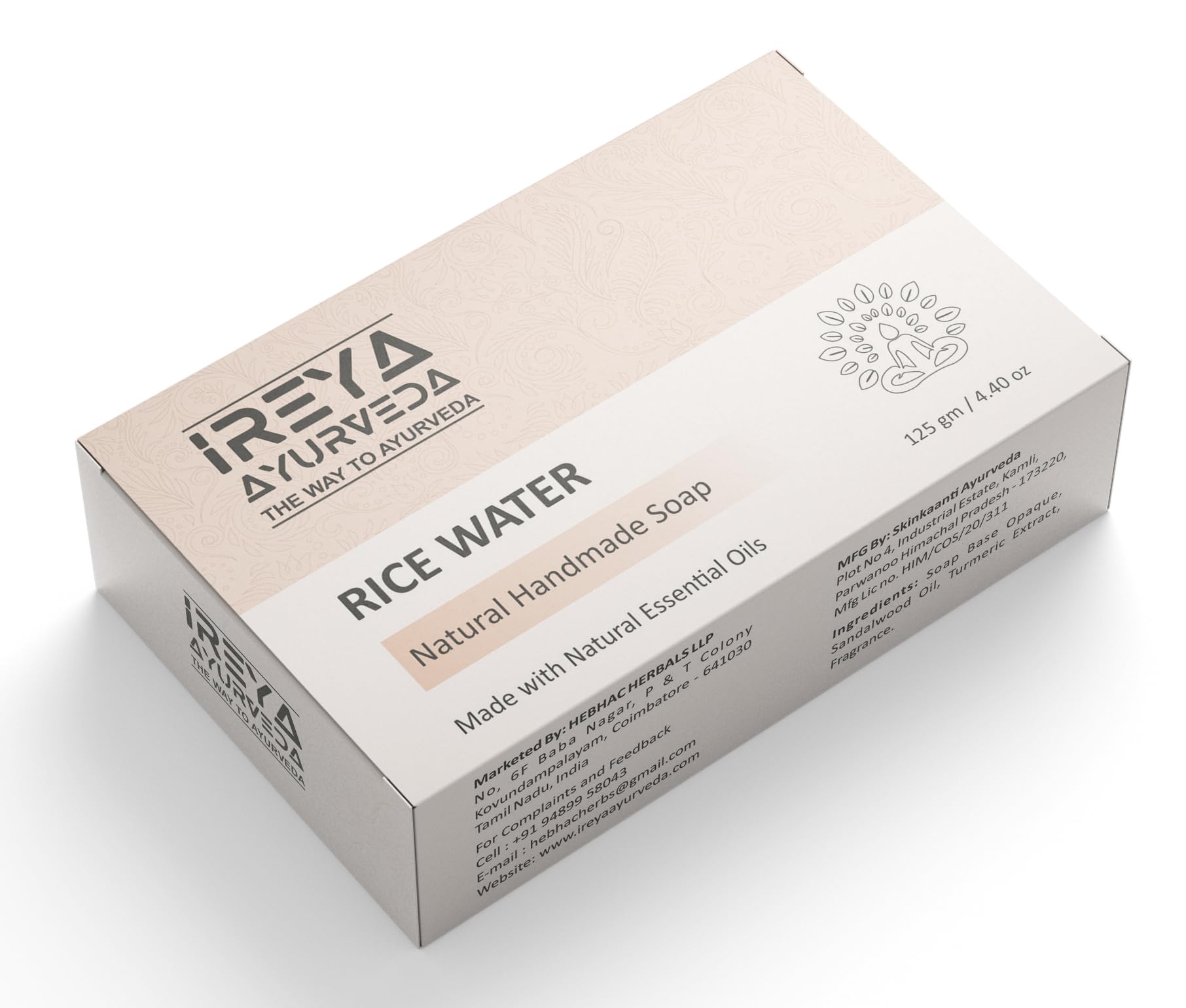 Natural Rice Water Soap with Rosemary & Coconut Oil - Handmade, Vegan, Moisturizing Bar Soap for Face & Body Care - Perfect for Dry Skin & Daily Cleansing Routine