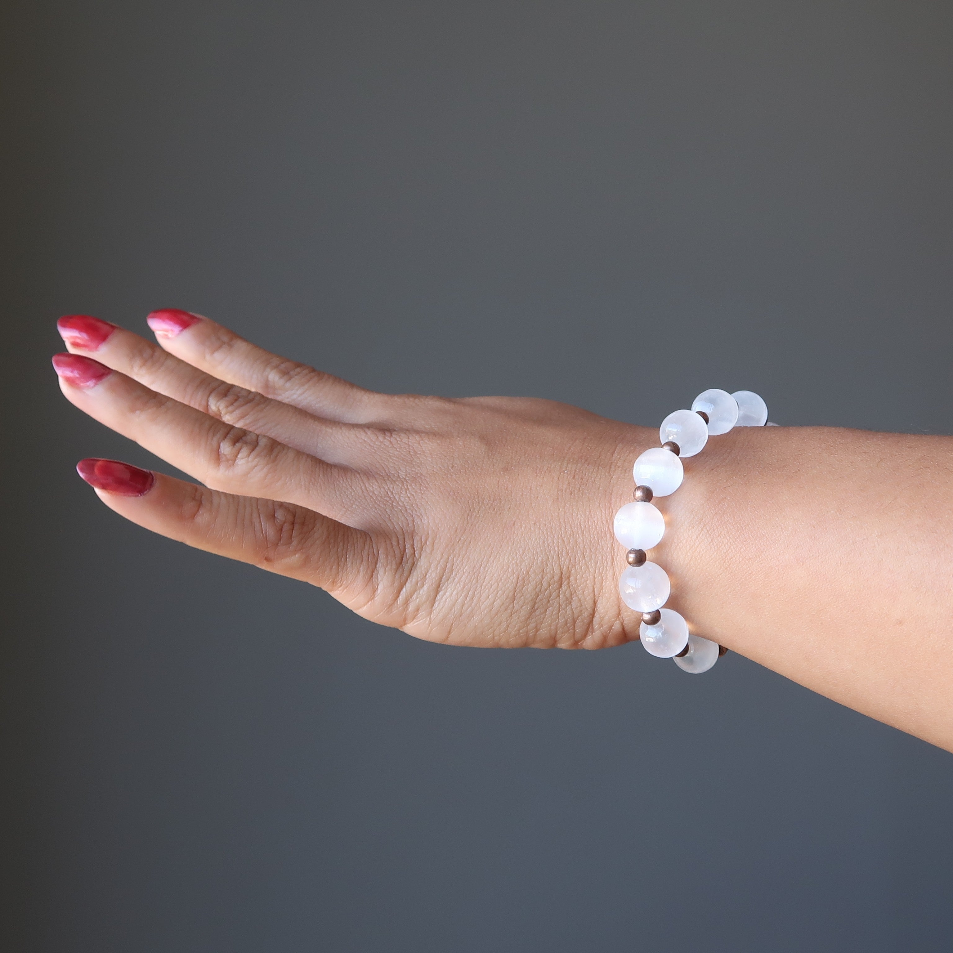 Selenite Healing Crystal Bracelet with Antiqued Copper - Spiritual Energy, Chakra Balancing & Stress Relief - Perfect for Meditation, Yoga & Positive Vibes
