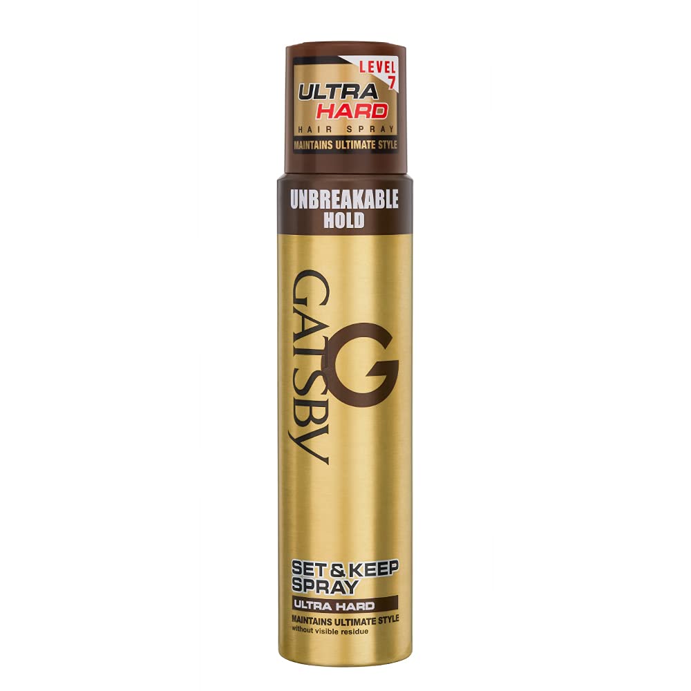 Gatsby Set & Keep Ultra Hard Hair Spray 250ml - Quick Drying, Long Lasting Hold, No Flake, Natural Shine | UV Protection Hairspray for Salon-Quality Finish | Perfect for Styling, Volume & All-Day Hold for Men & Women | Great for Weddings, Parties & Professional Looks