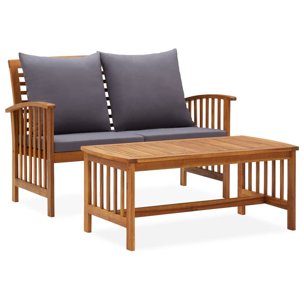 Premium CHARMMA 2-Piece Outdoor Patio Lounge Set with Weather-Resistant Cushions - Solid Acacia Wood Furniture for Garden, Poolside & Backyard Relaxation