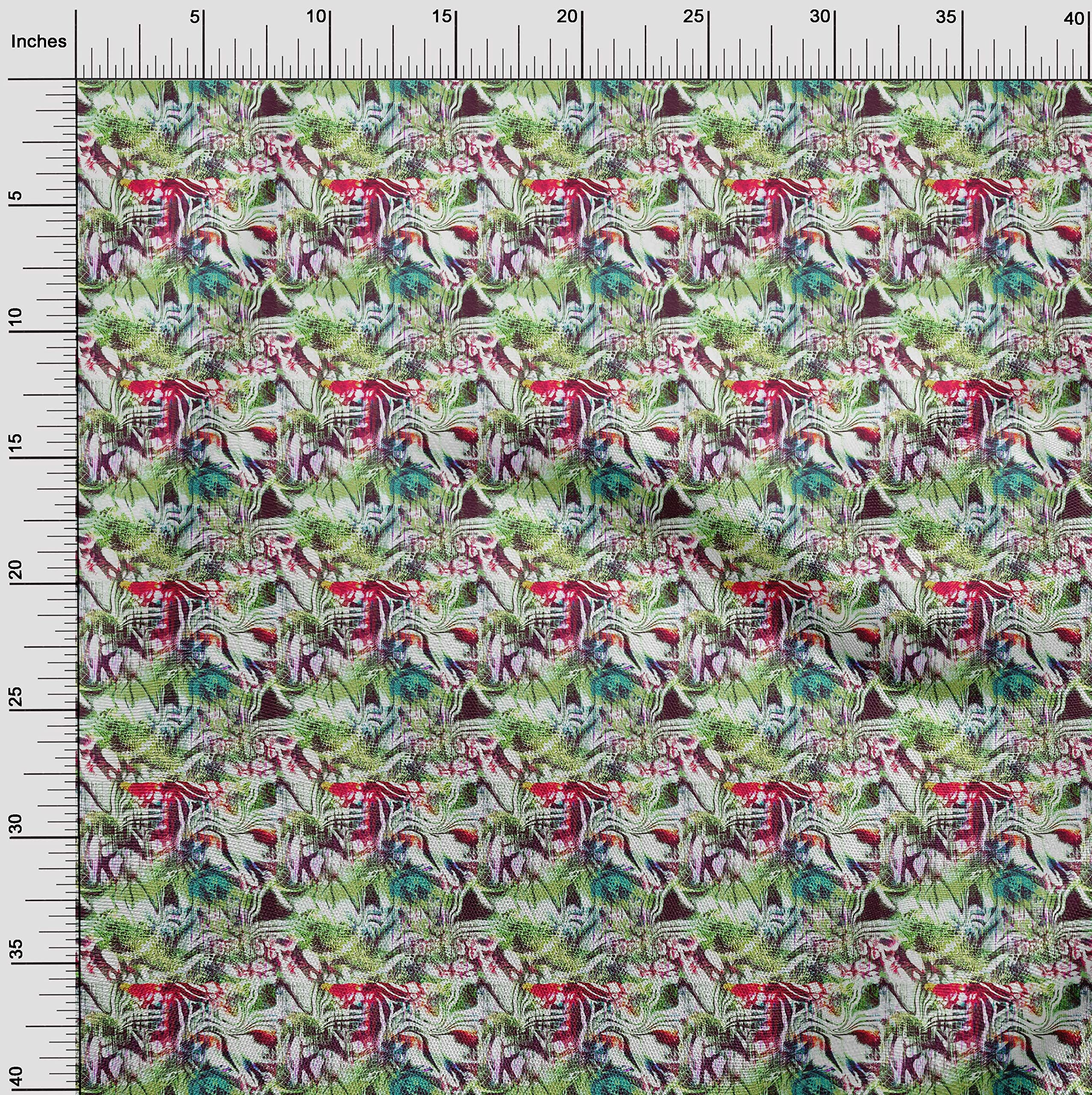 oneOone Viscose Chiffon Fabric - Light Green Abstract Print - 42 Inch Wide by The Yard - Premium DIY Sewing Material for Dresses, Scarves & Home Decor Projects