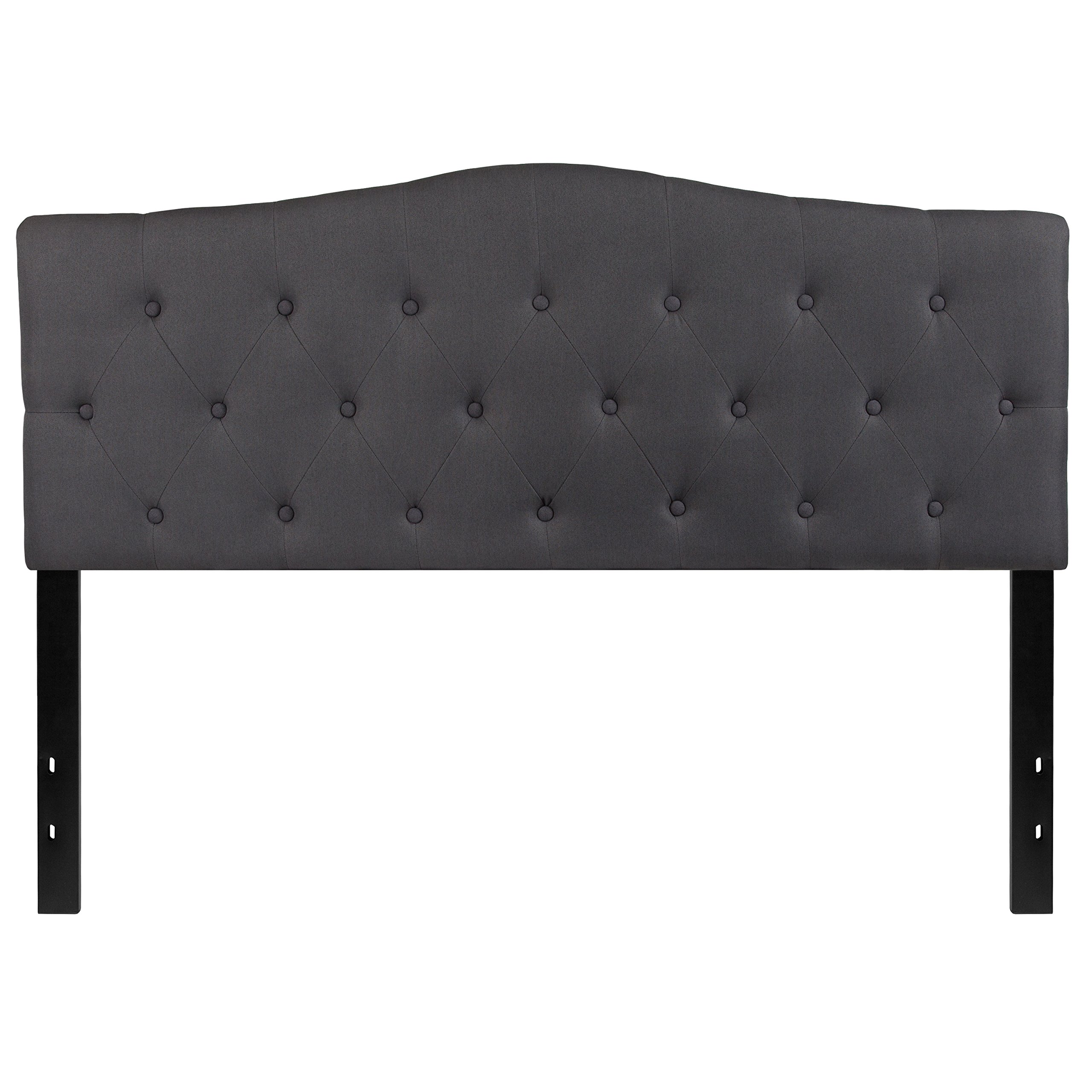 Flash Furniture Cambridge Tufted Upholstered Queen Size Headboard - Adjustable Height Dark Gray Fabric Bed Headboard for Master Bedroom, Guest Room & Home Decor