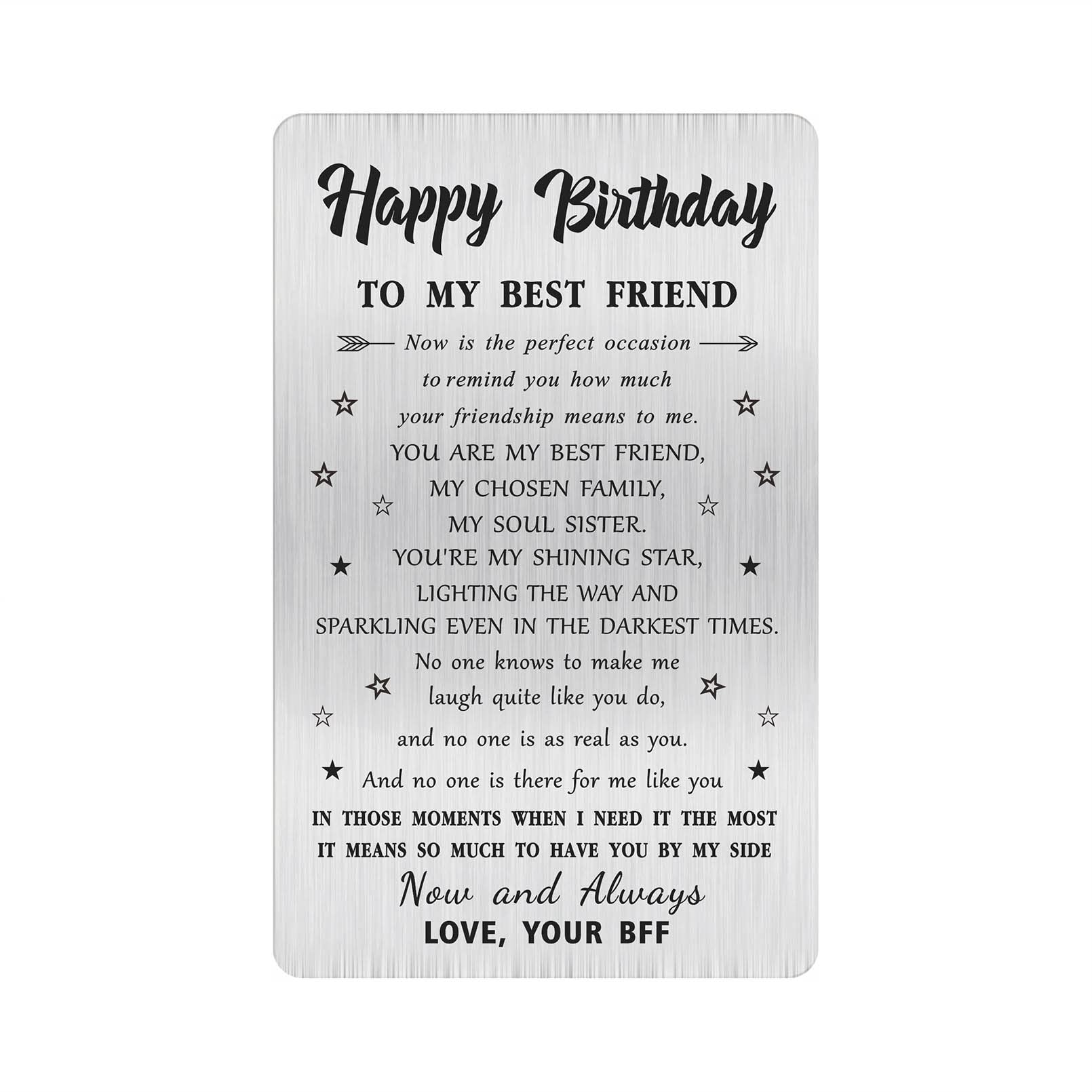 Alotozo Best Friend Birthday Card - Engraved Wallet Card Insert for BFF, Bestie, Women & Girls | Thoughtful Birthday Gift Idea for Best Friends | Perfect for Birthdays, Anniversaries & Special Occasions