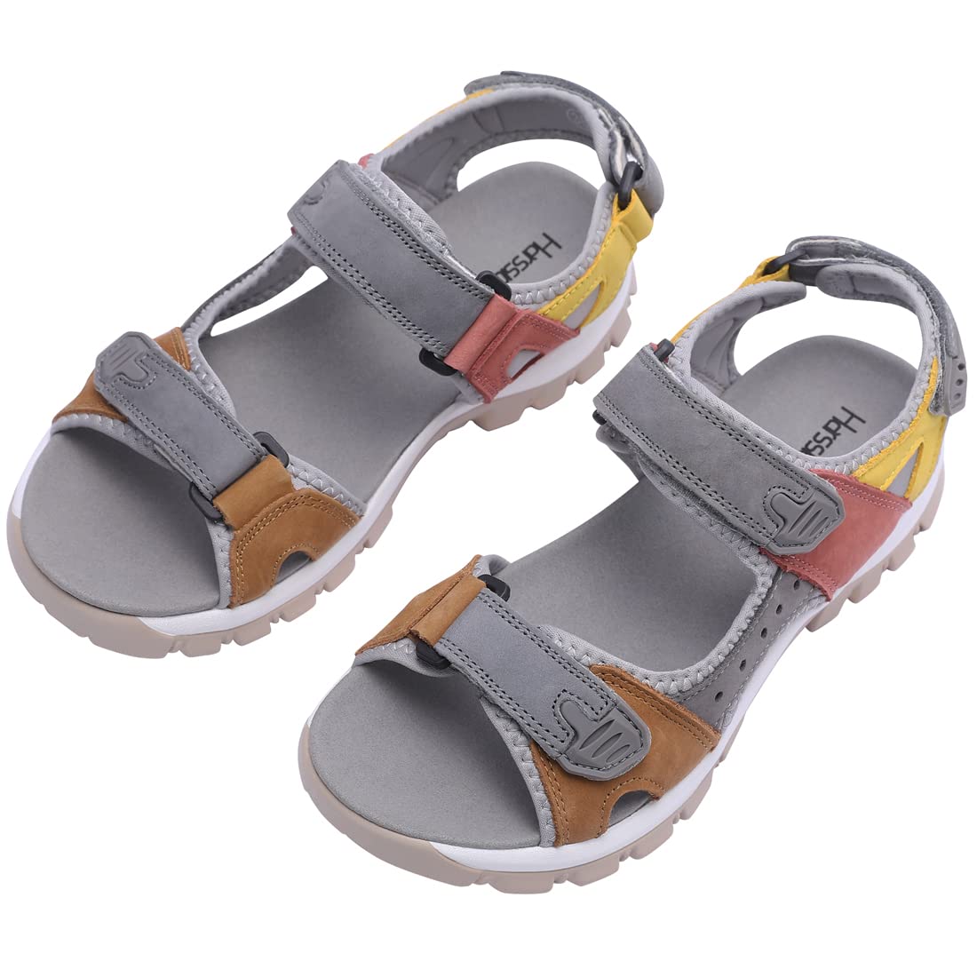 Harssidanzar Women's Leather Sandals - Adjustable Strap Outdoor Hiking Sandals for Women - Comfortable Casual Walking Shoes for Beach, Travel & Daily Use