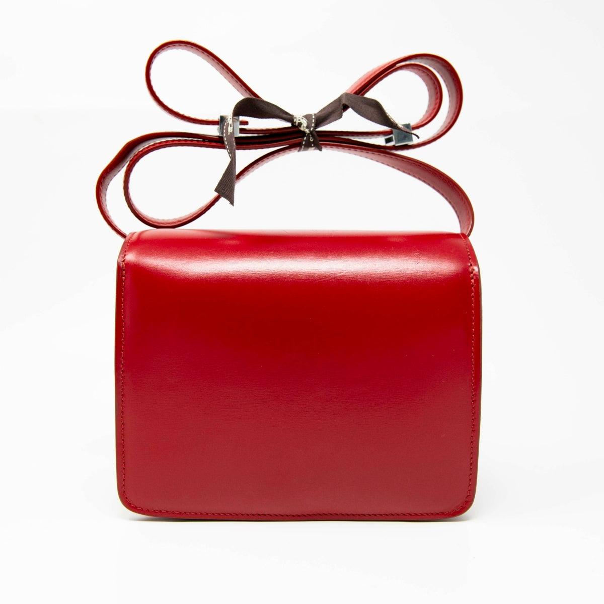 Celine Red Small Box Bag - Genuine Leather Crossbody Purse for Women | Perfect for Date Night, Parties & Everyday Use