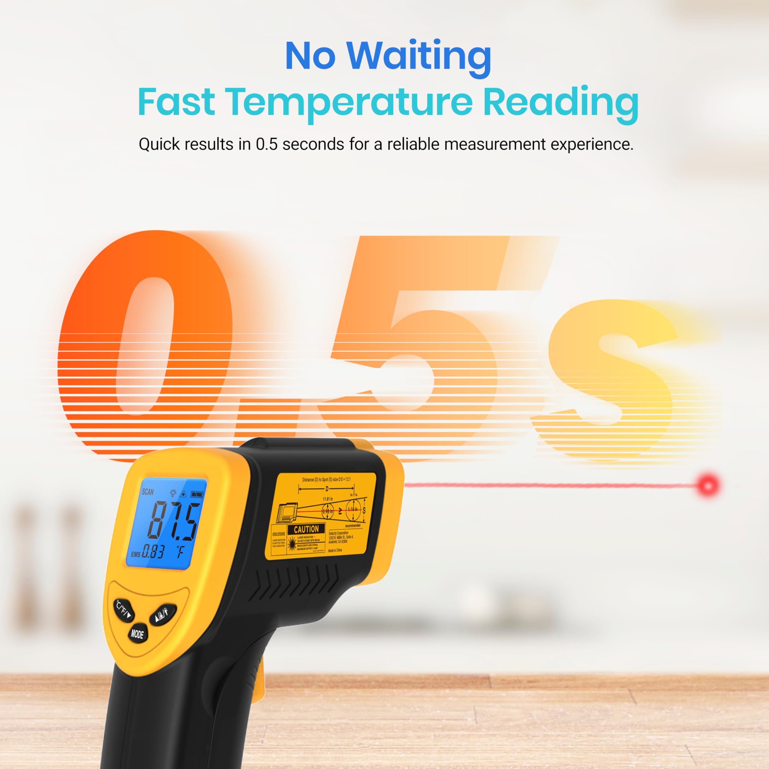 Etekcity 774 Infrared Thermometer Gun -58°F to 842°F, Non-Contact Digital Laser Temperature Gun for Cooking, Meat, Candy, Oven, Grill, Refrigerator | Perfect for Home Kitchen, BBQ, HVAC, Automotive & Industrial Use